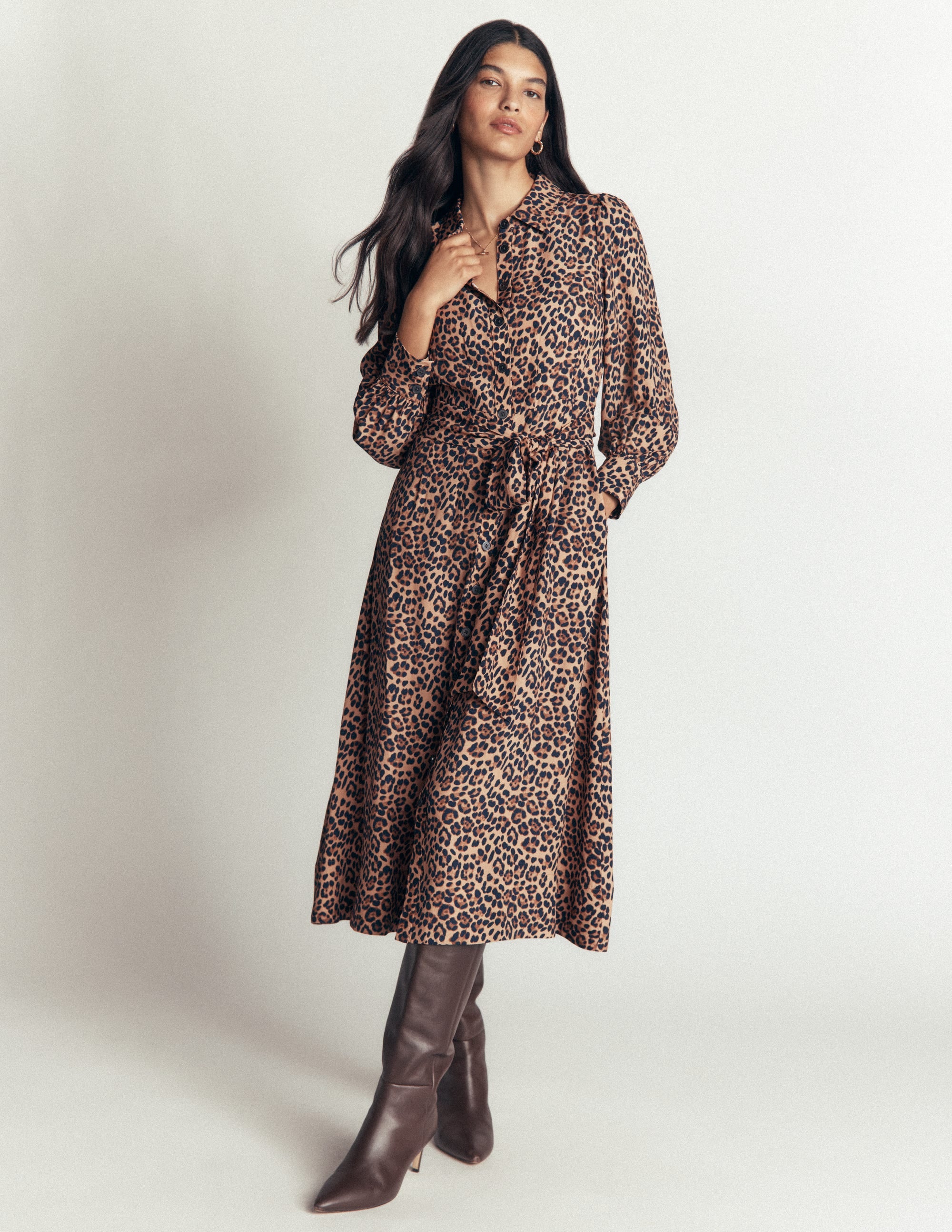 Maeve Occasion Shirt Dress-Animal Print - Image 4