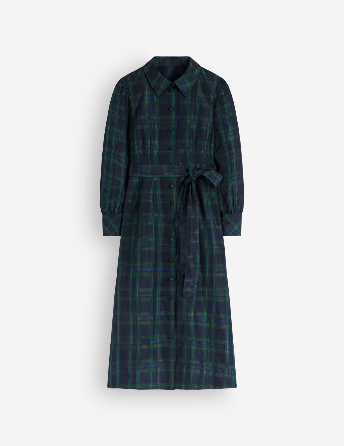 Maeve Occasion Shirt Dress-Navy, Green and Blue Check - Image 6