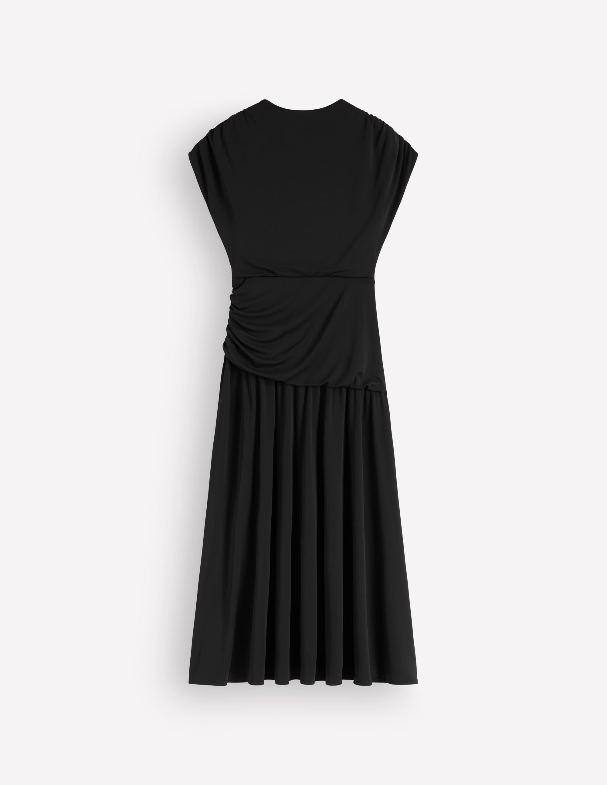 Drape Jersey Crepe Maxi Dress-Black - Image 5