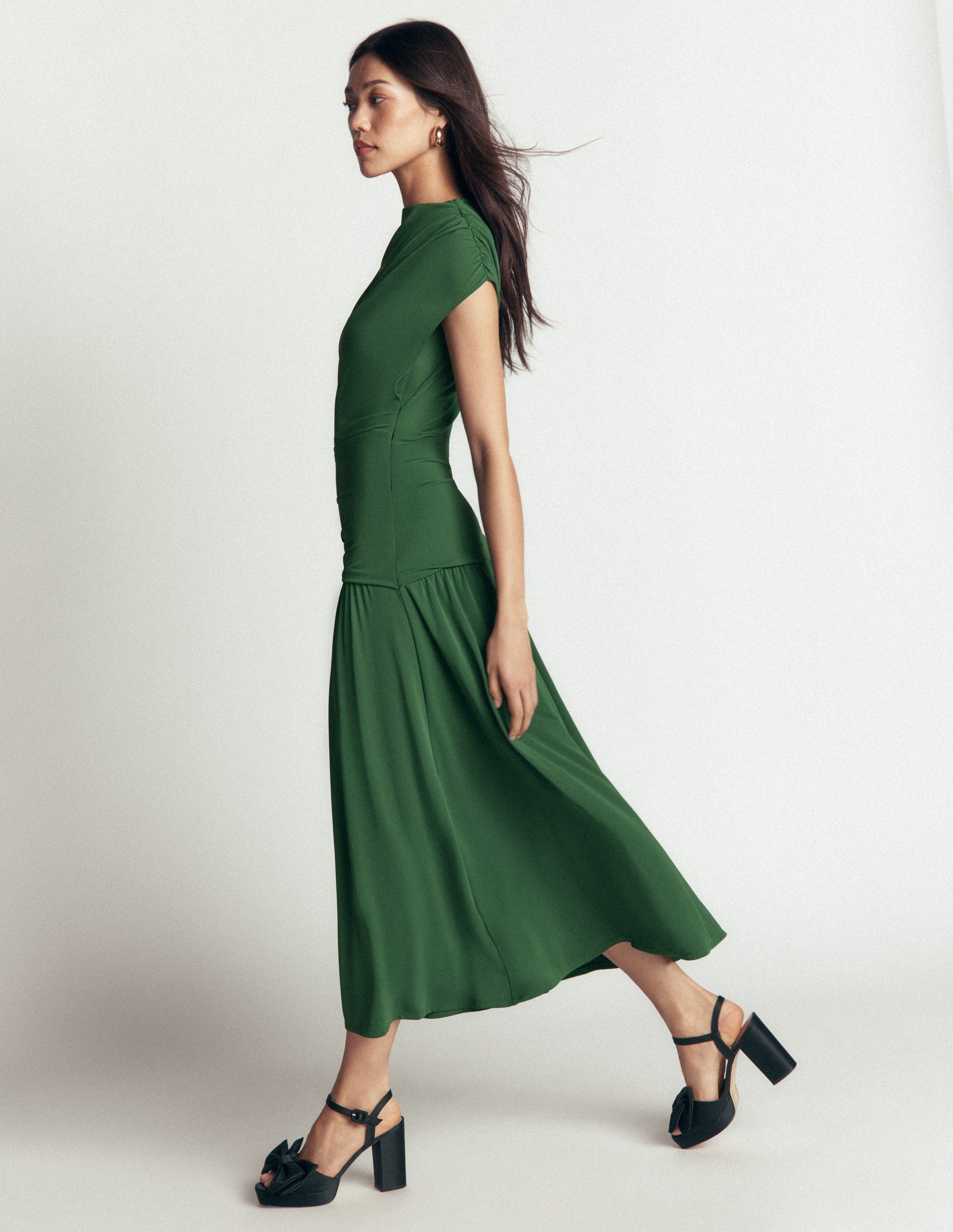 Drape Jersey Crepe Maxi Dress-Hunter Green-7