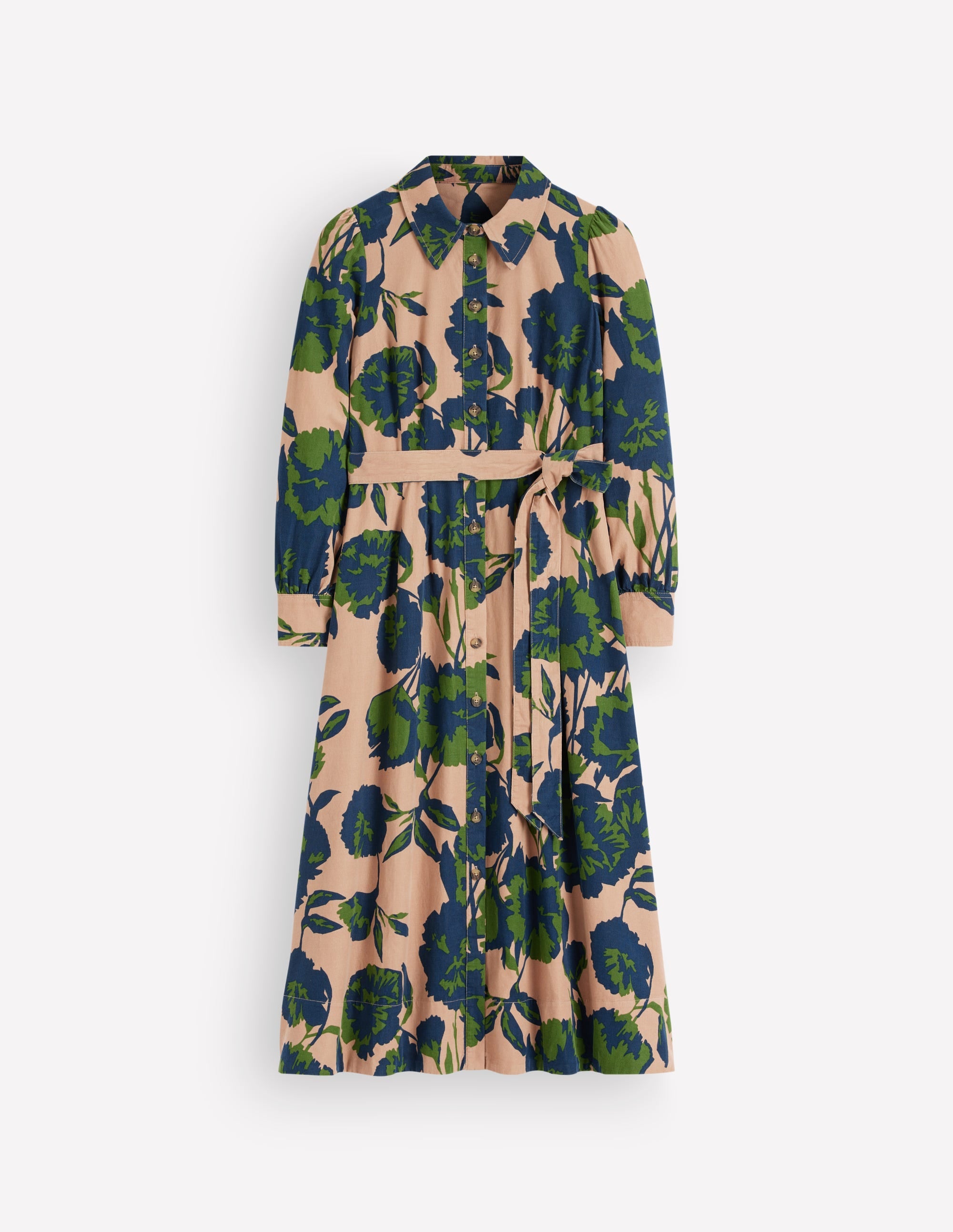 Maeve Cord Midi Shirt Dress - Cool Cocoa, Forest Breeze | Boden USA