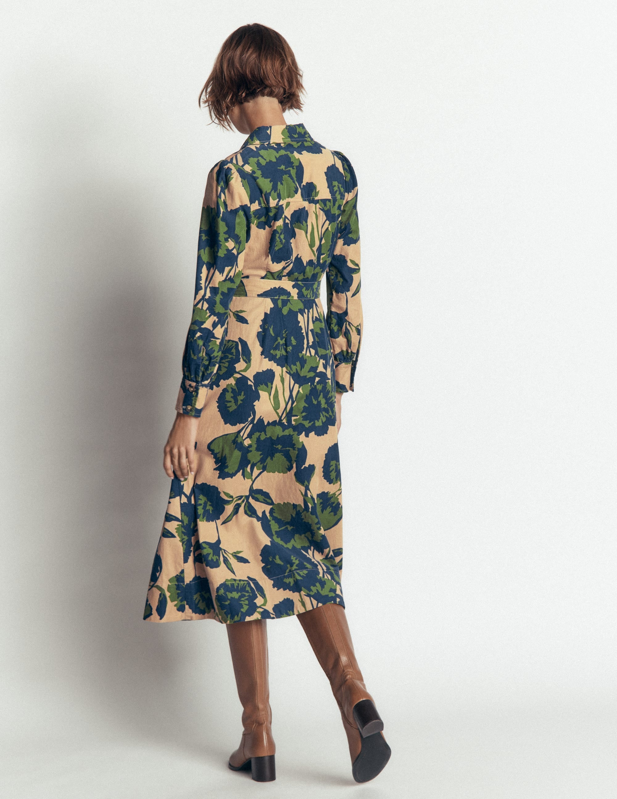 Maeve Cord Midi Shirt Dress-Cool Cocoa, Forest Breeze - Image 4