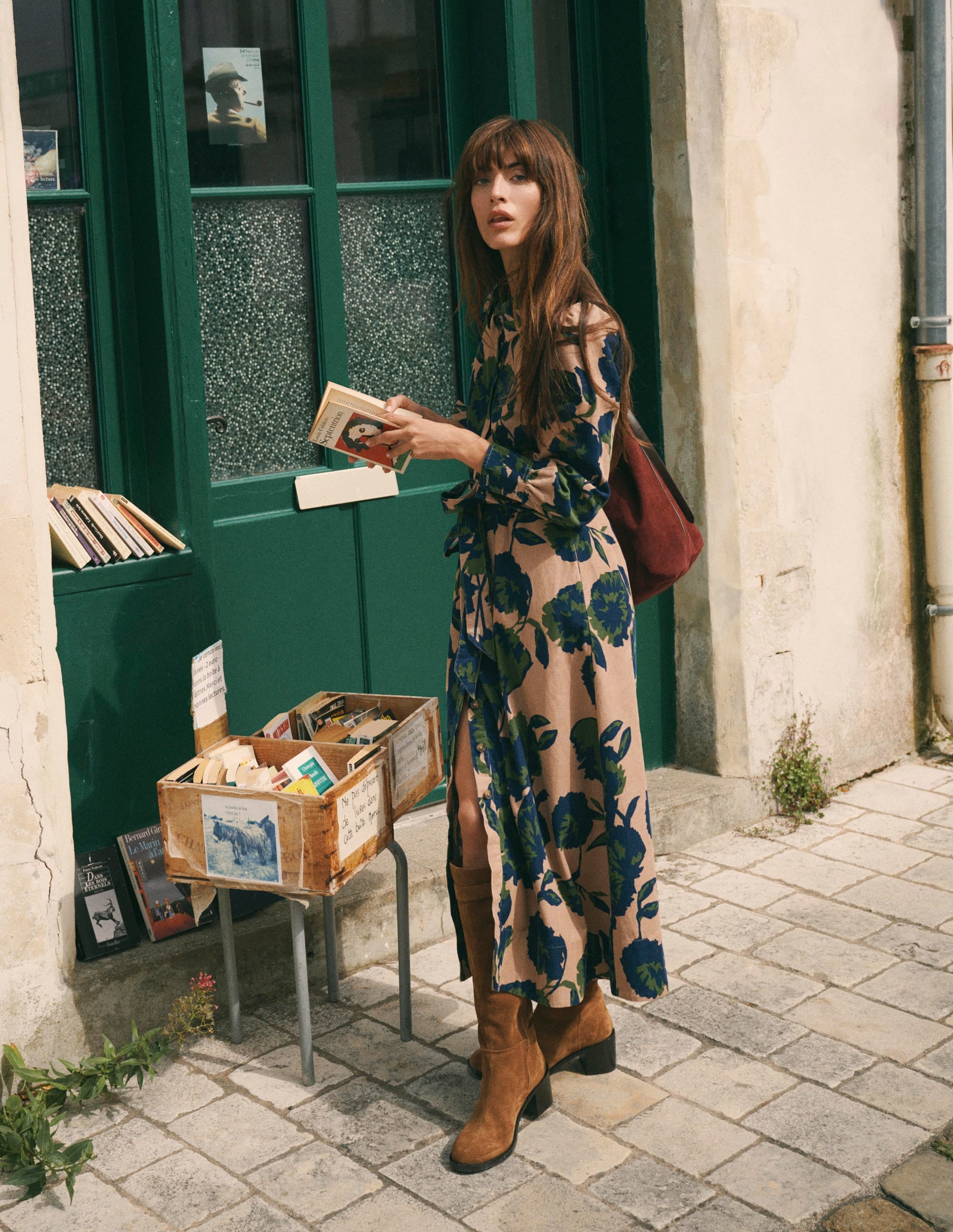 Maeve Cord Midi Shirt Dress-Cool Cocoa, Forest Breeze - Image 1