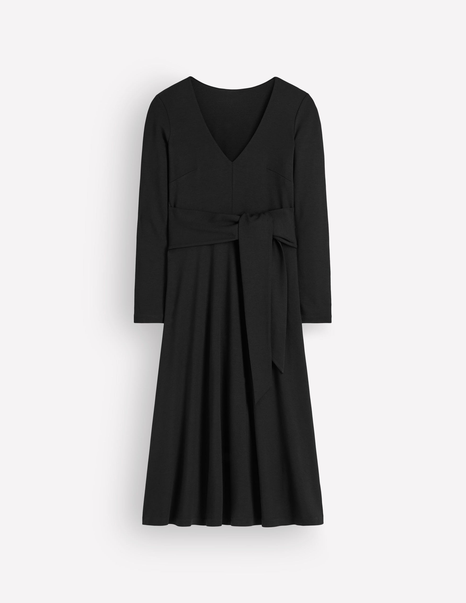 Tie Waist Ponte Dress-Black-4