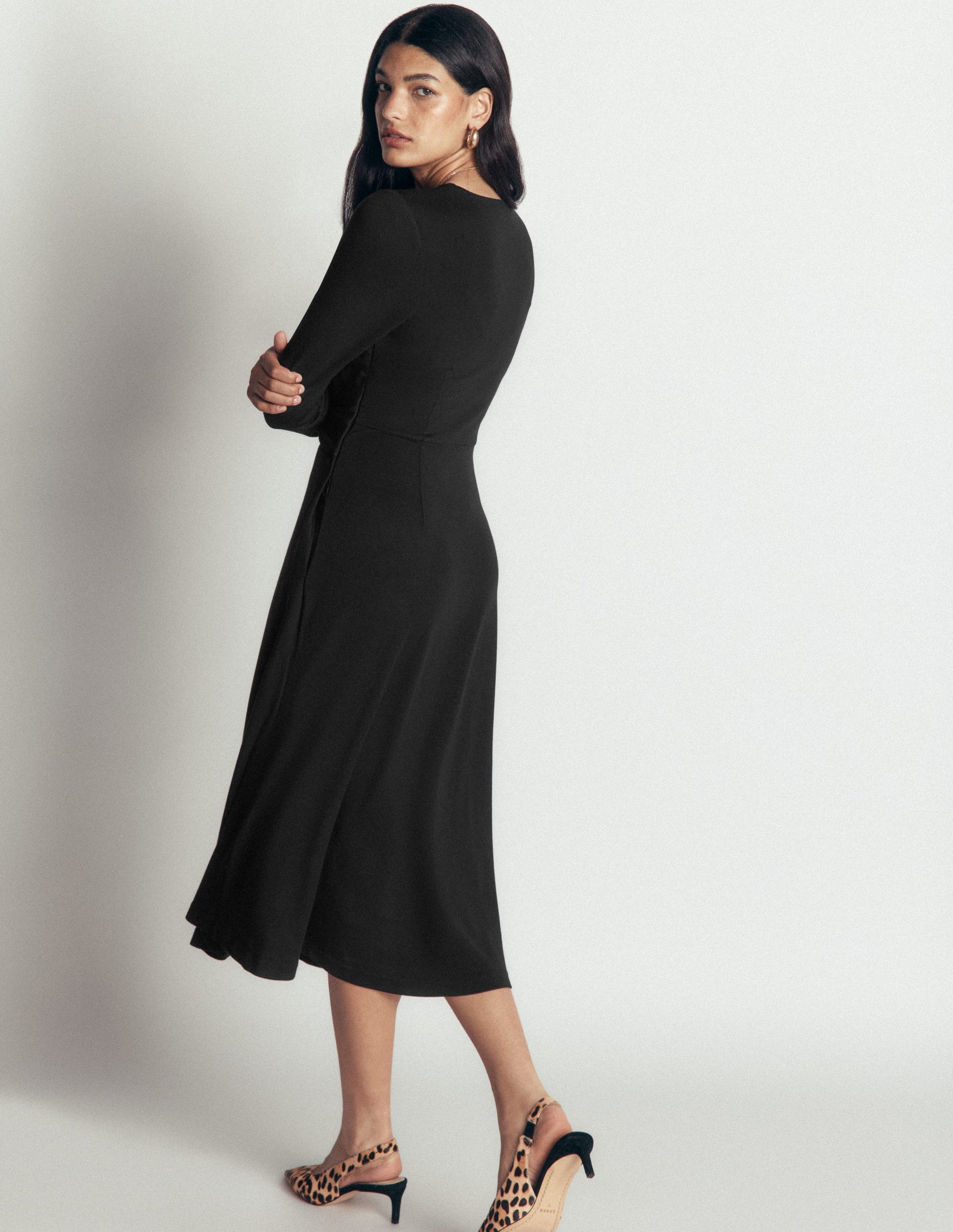 Tie Waist Ponte Dress-Black-2