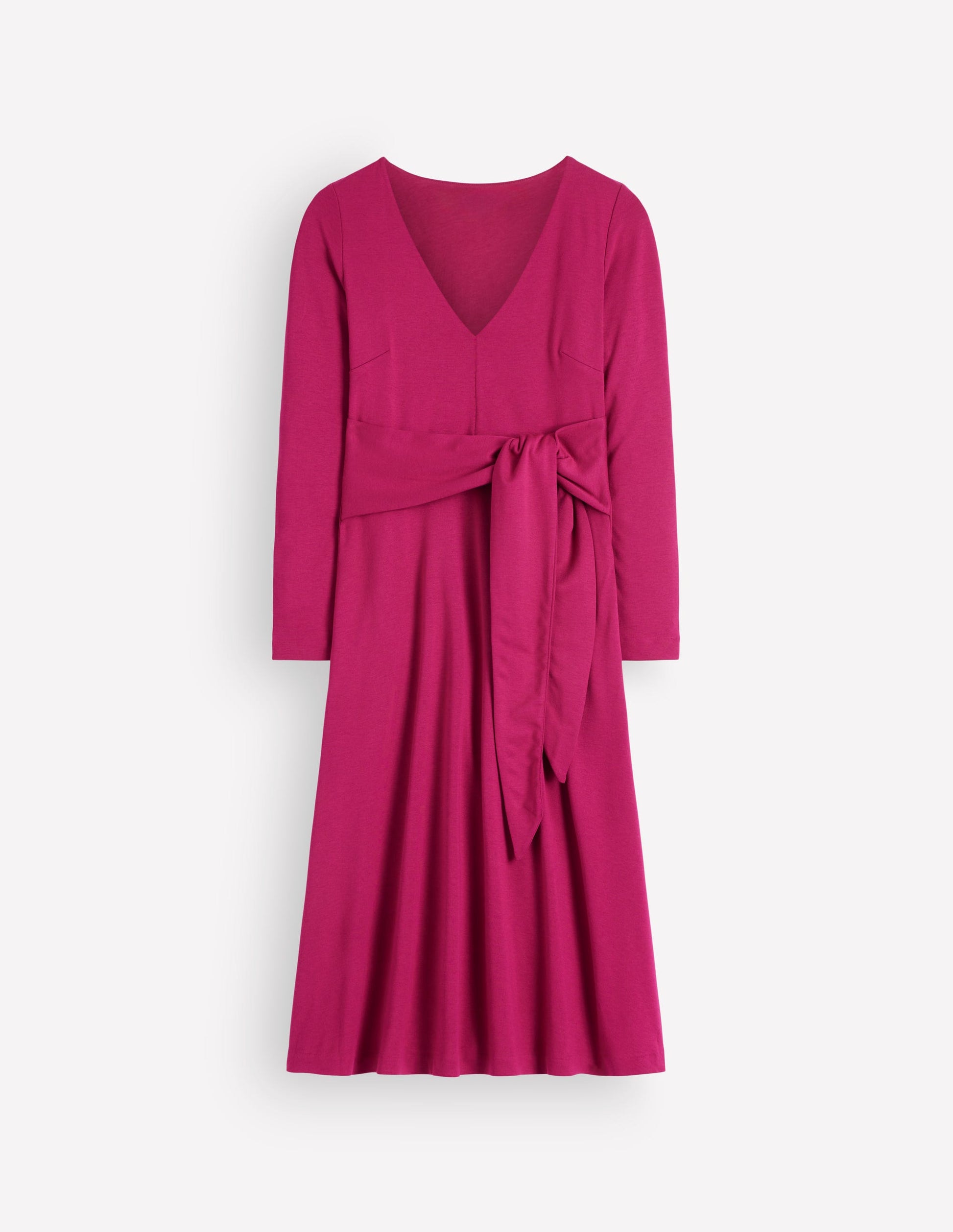 Tie Waist Ponte Dress-Beetroot Red-5