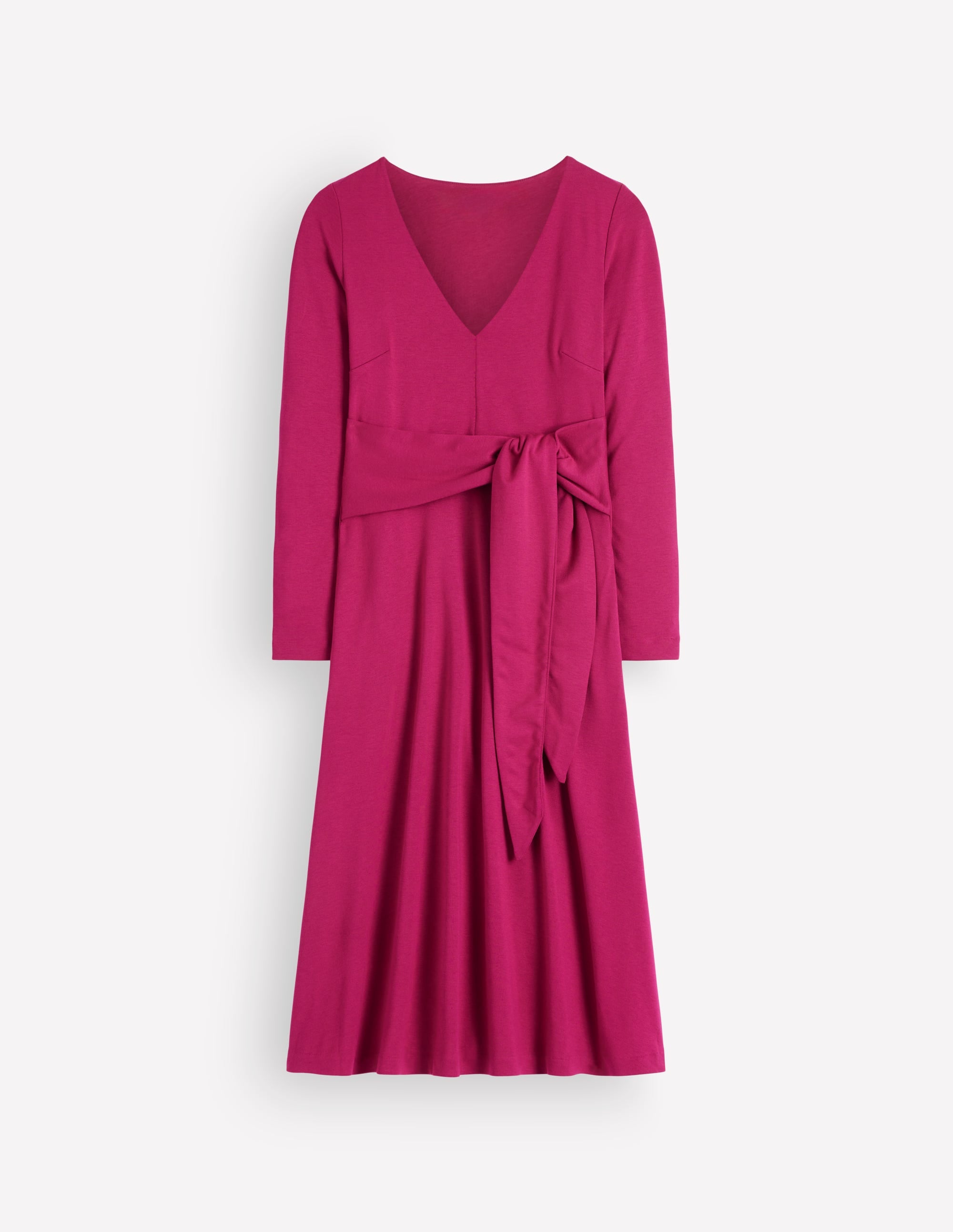 Tie Waist Ponte Dress-Beetroot Red - Image 5