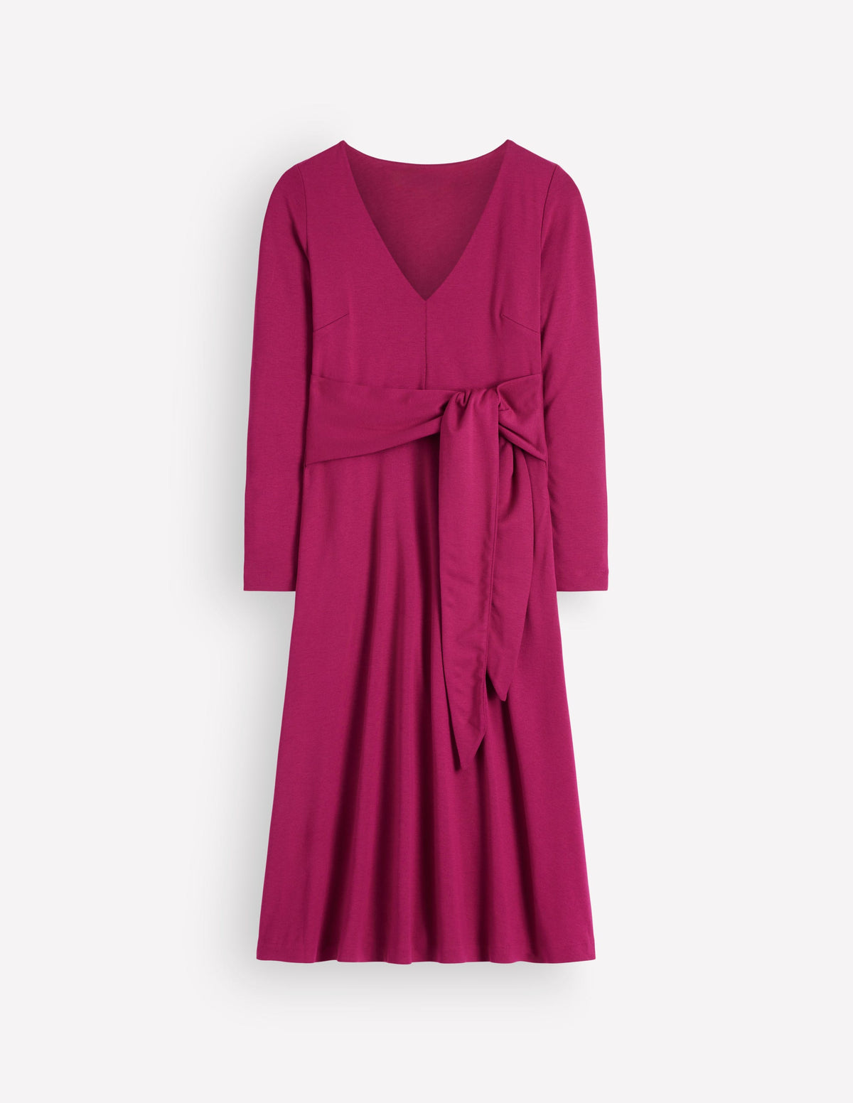Tie Waist Ponte Dress-Beetroot Red - Image 5