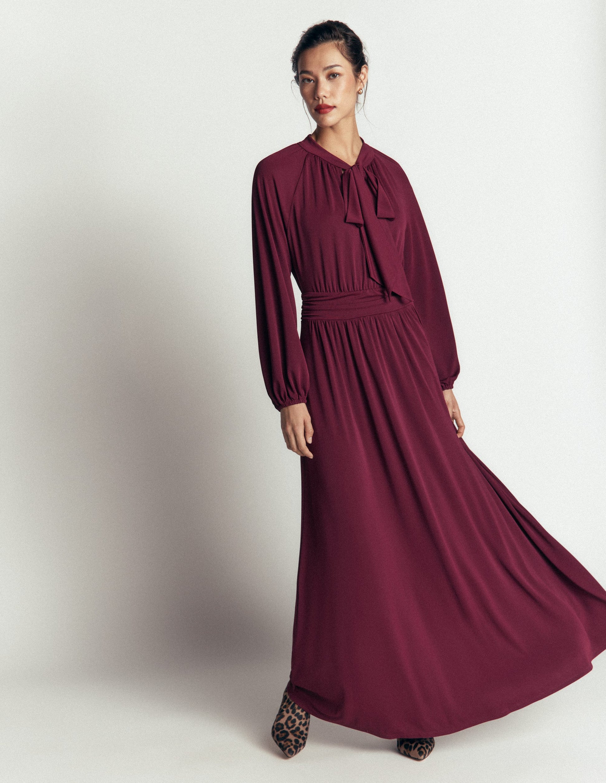 Pussybow Jersey Maxi Dress-Deep Wisteria-1