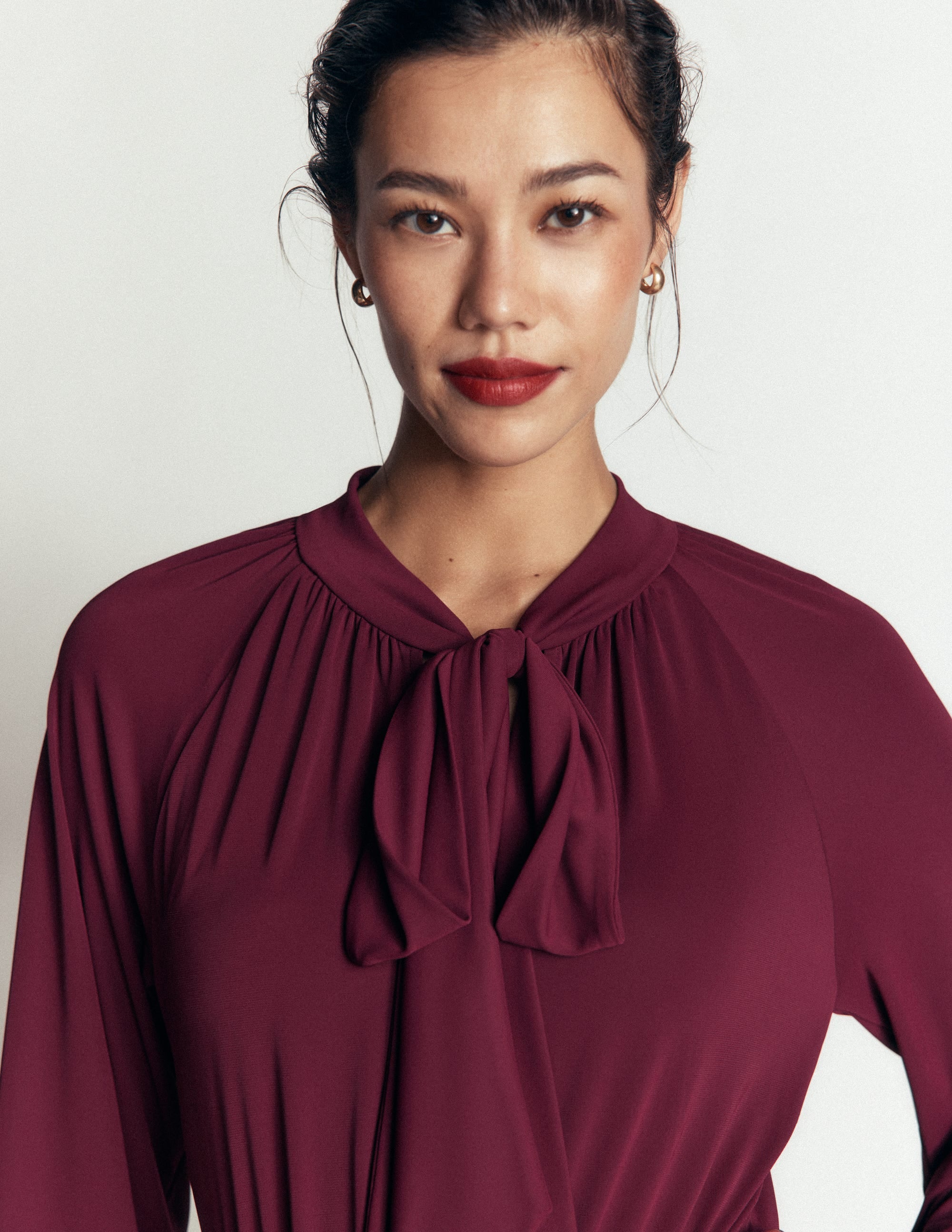 Pussybow Jersey Maxi Dress-Deep Wisteria - Image 2