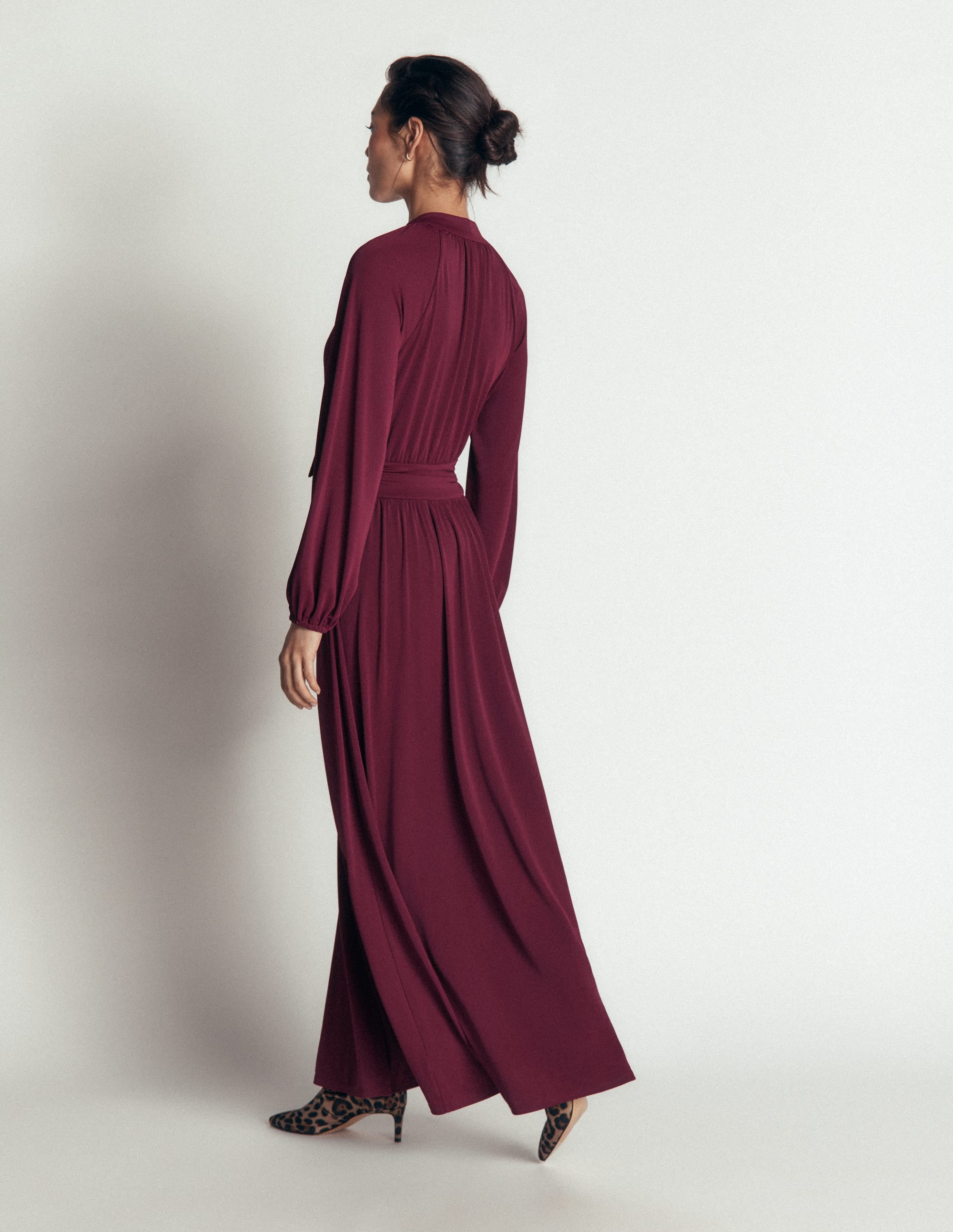 Pussybow Jersey Maxi Dress-Deep Wisteria - Image 3