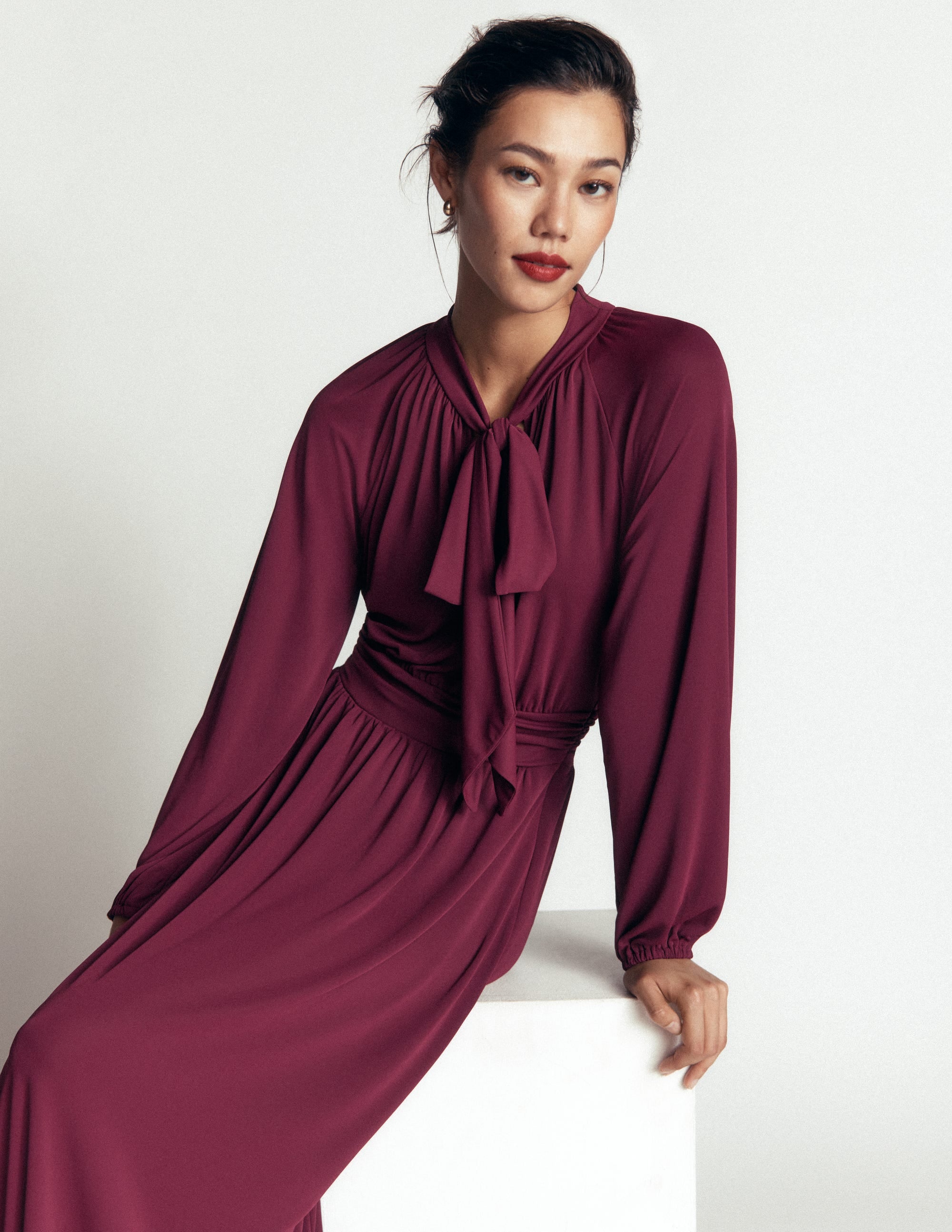Pussybow Jersey Maxi Dress-Deep Wisteria - Image 4