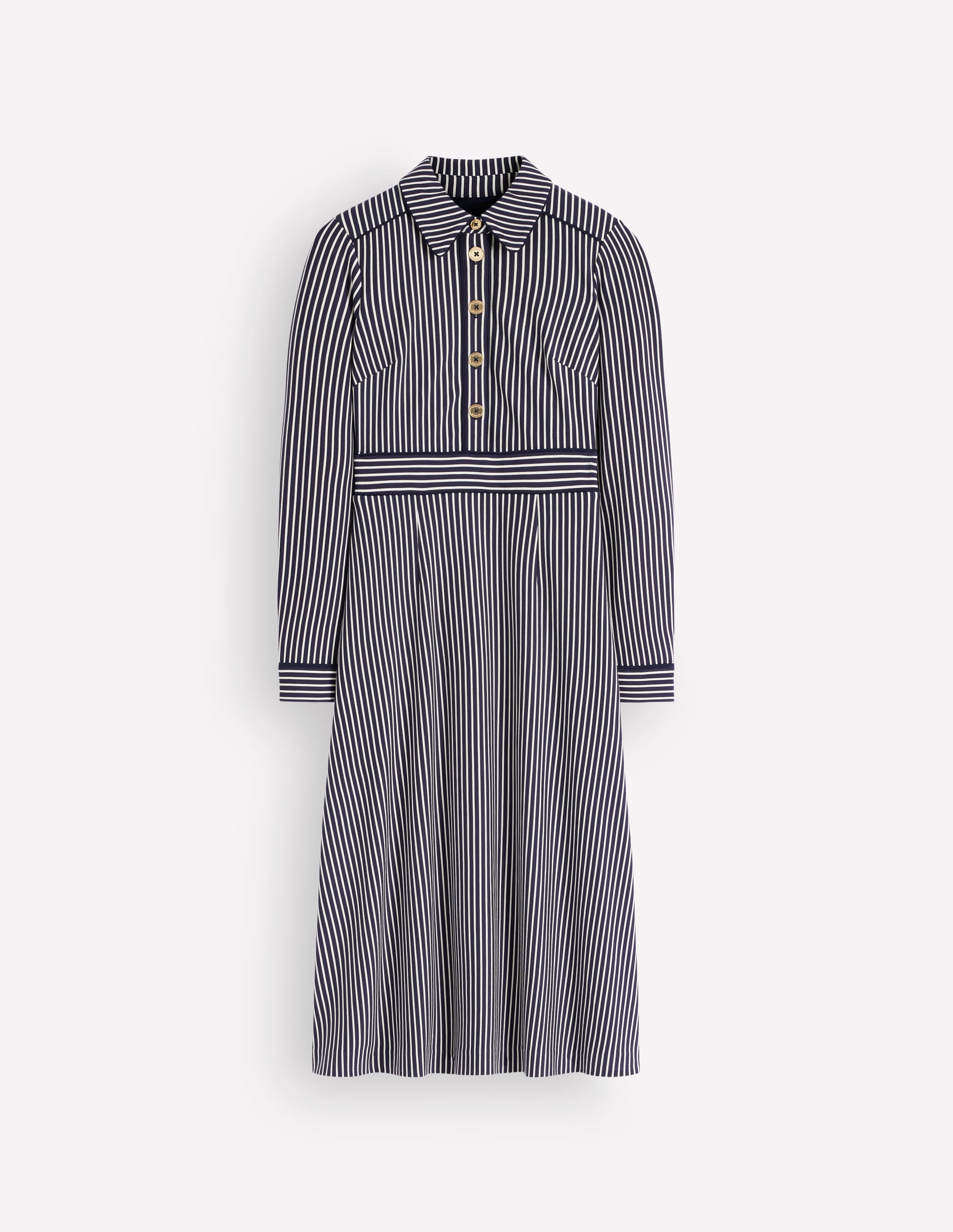 Etta Piping Detail Ponte Dress-Navy, Ivory Stripe - Image 6