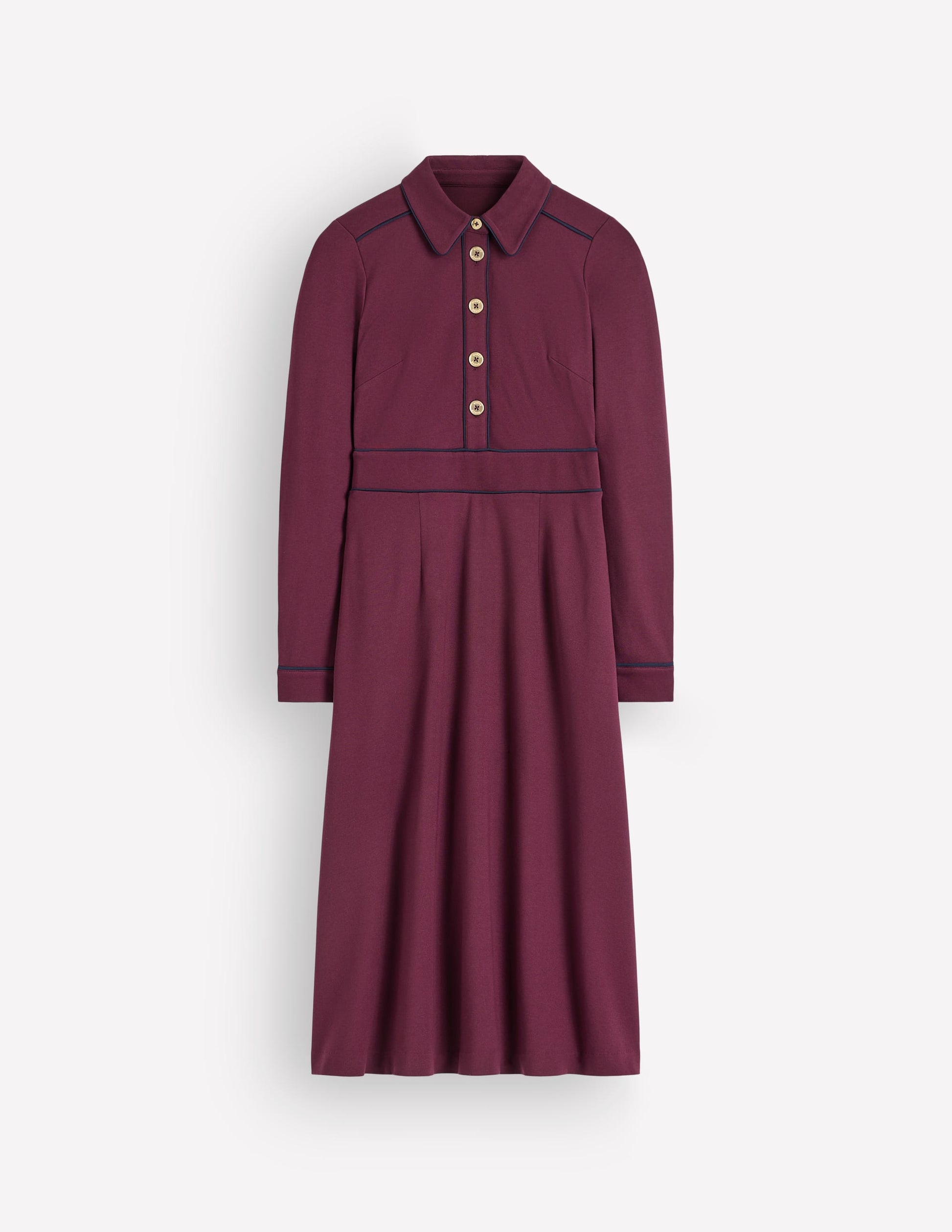 Etta Piping Detail Ponte Dress-Dark Cherry, Navy-6