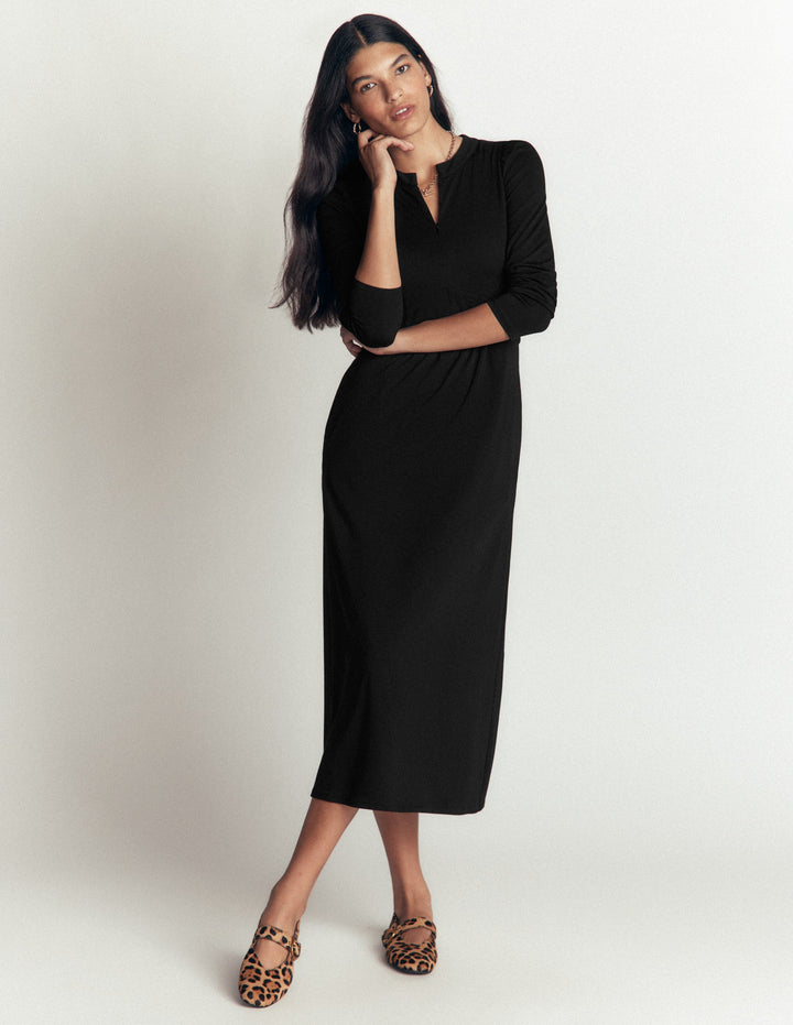 Hope Zip Detail Jersey Dress-Black