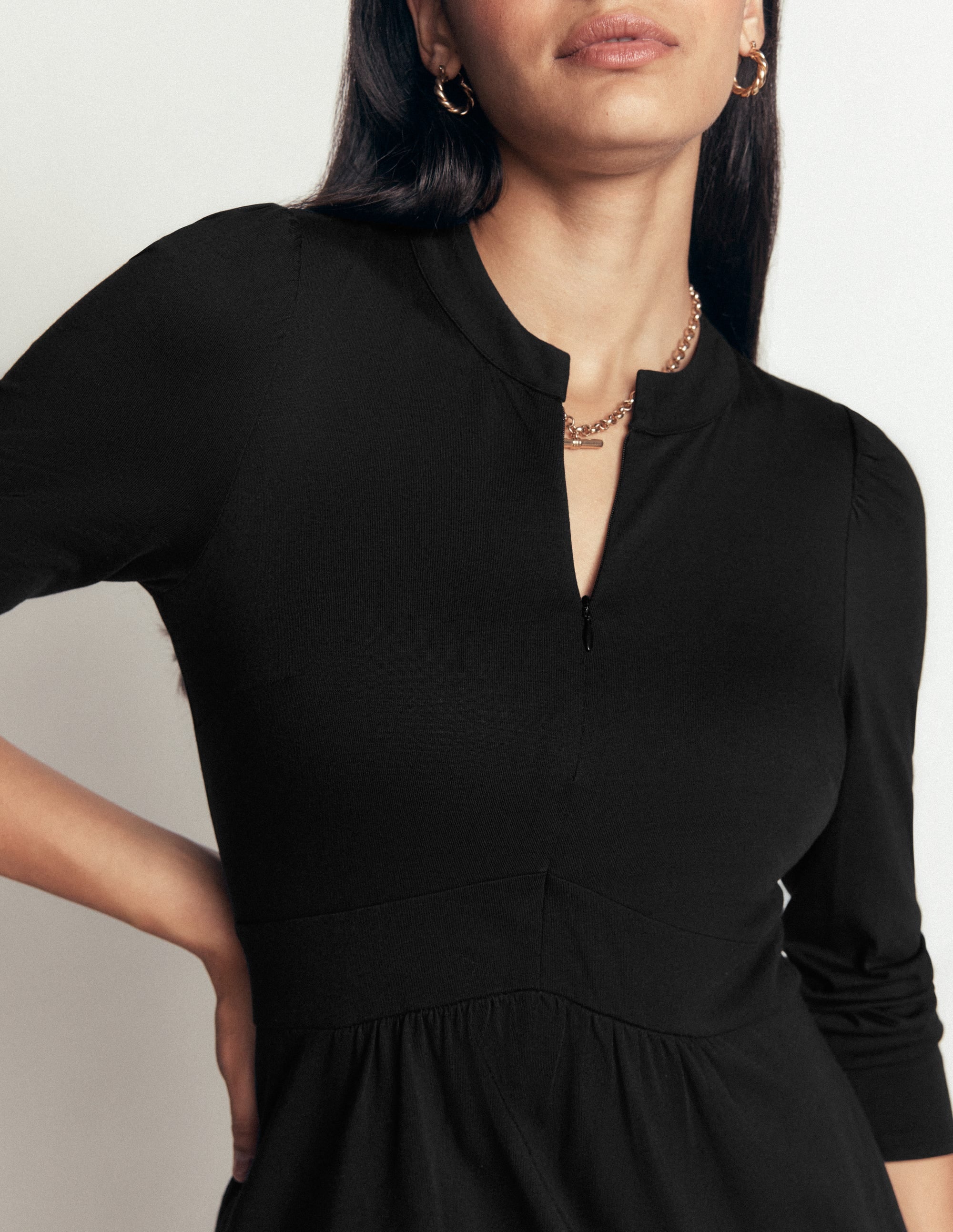 Hope Zip Detail Jersey Dress-Black - Image 2