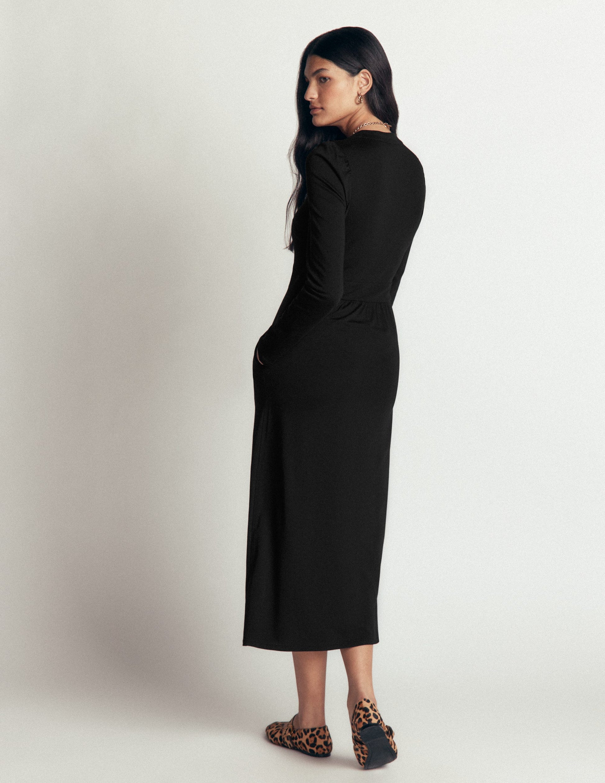 Hope Zip Detail Jersey Dress-Black-3