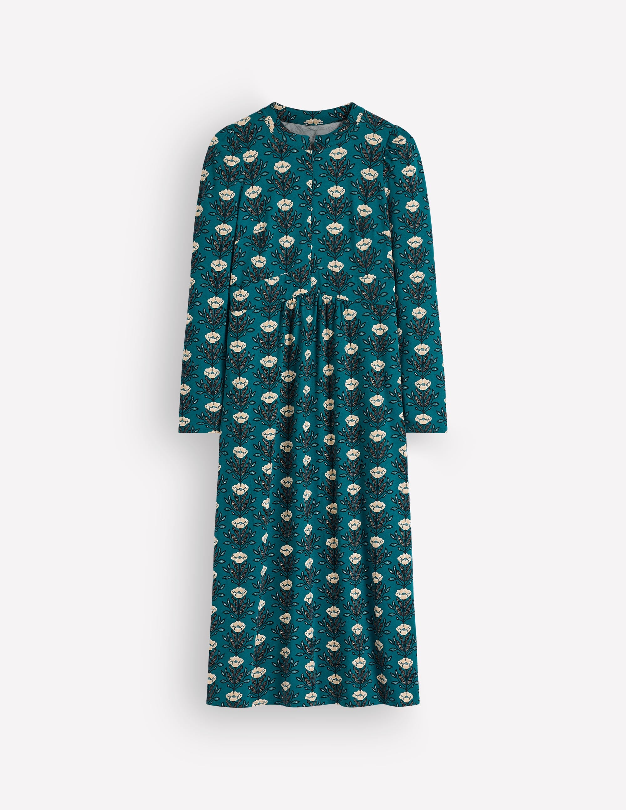 Hope Zip Detail Jersey Dress-Storm Blue, Flourishing Buds - Image 5