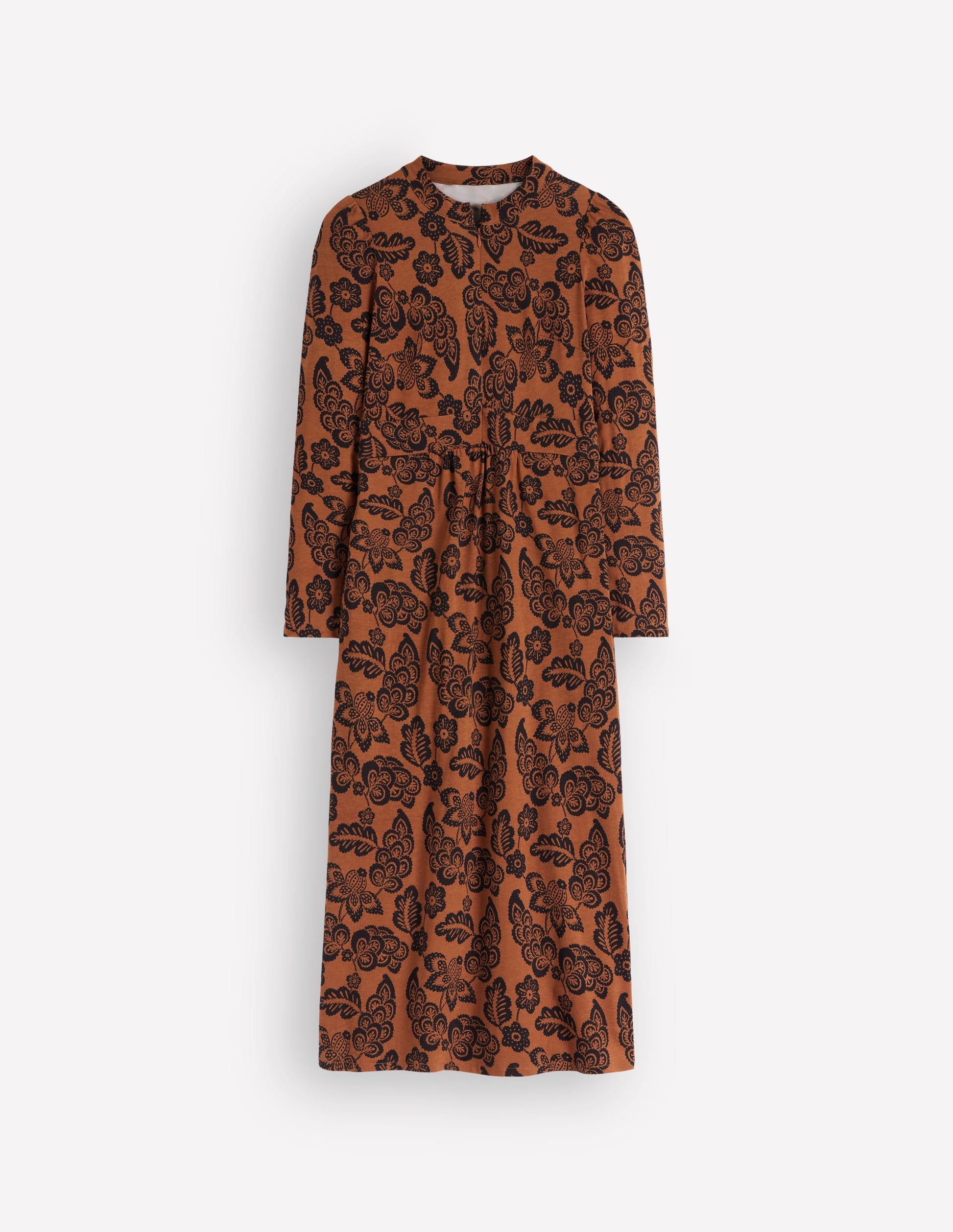 Hope Zip Detail Jersey Dress-Russet, Tickled Meadows-6