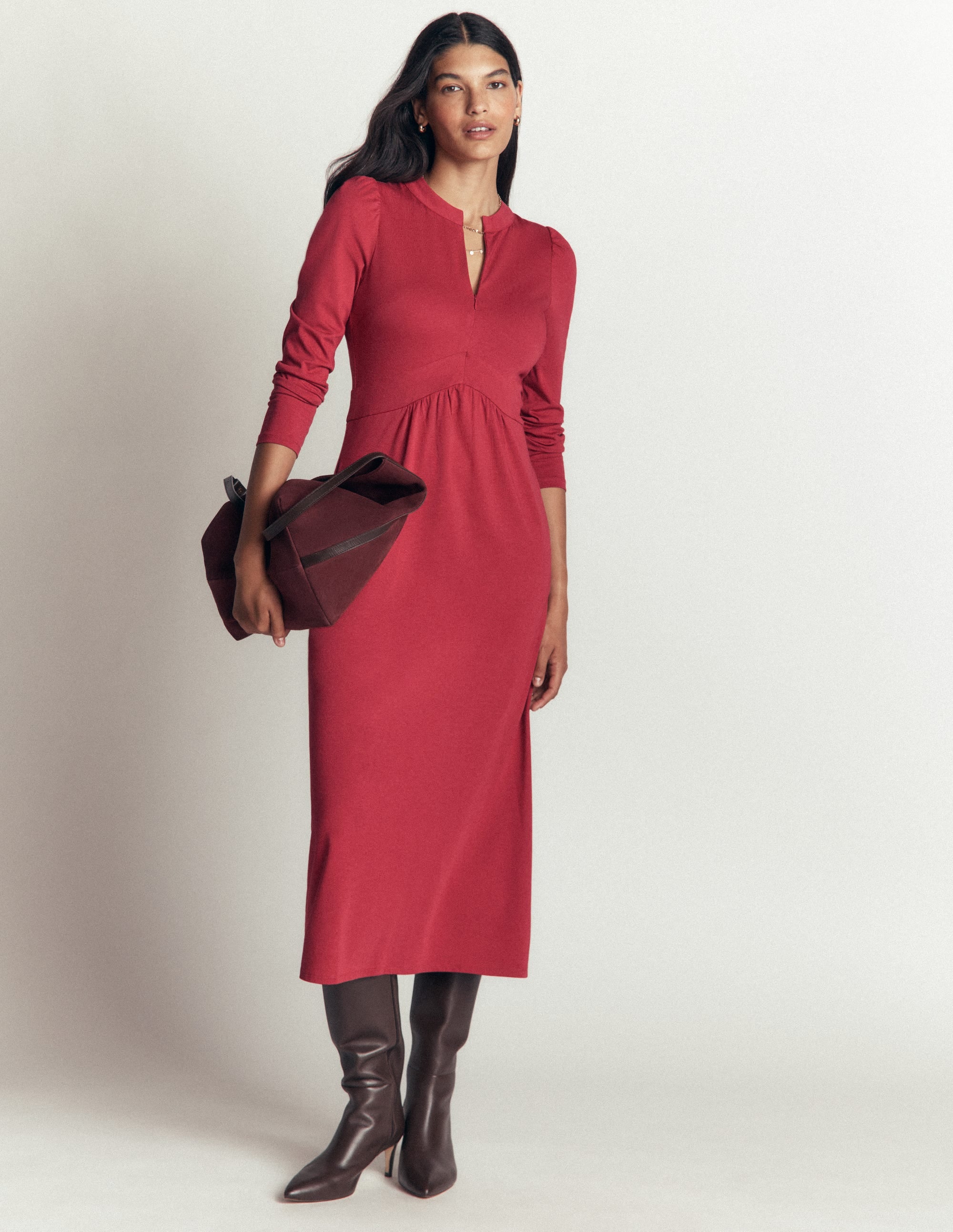 Hope Zip Detail Jersey Dress-Red Earth - Image 1