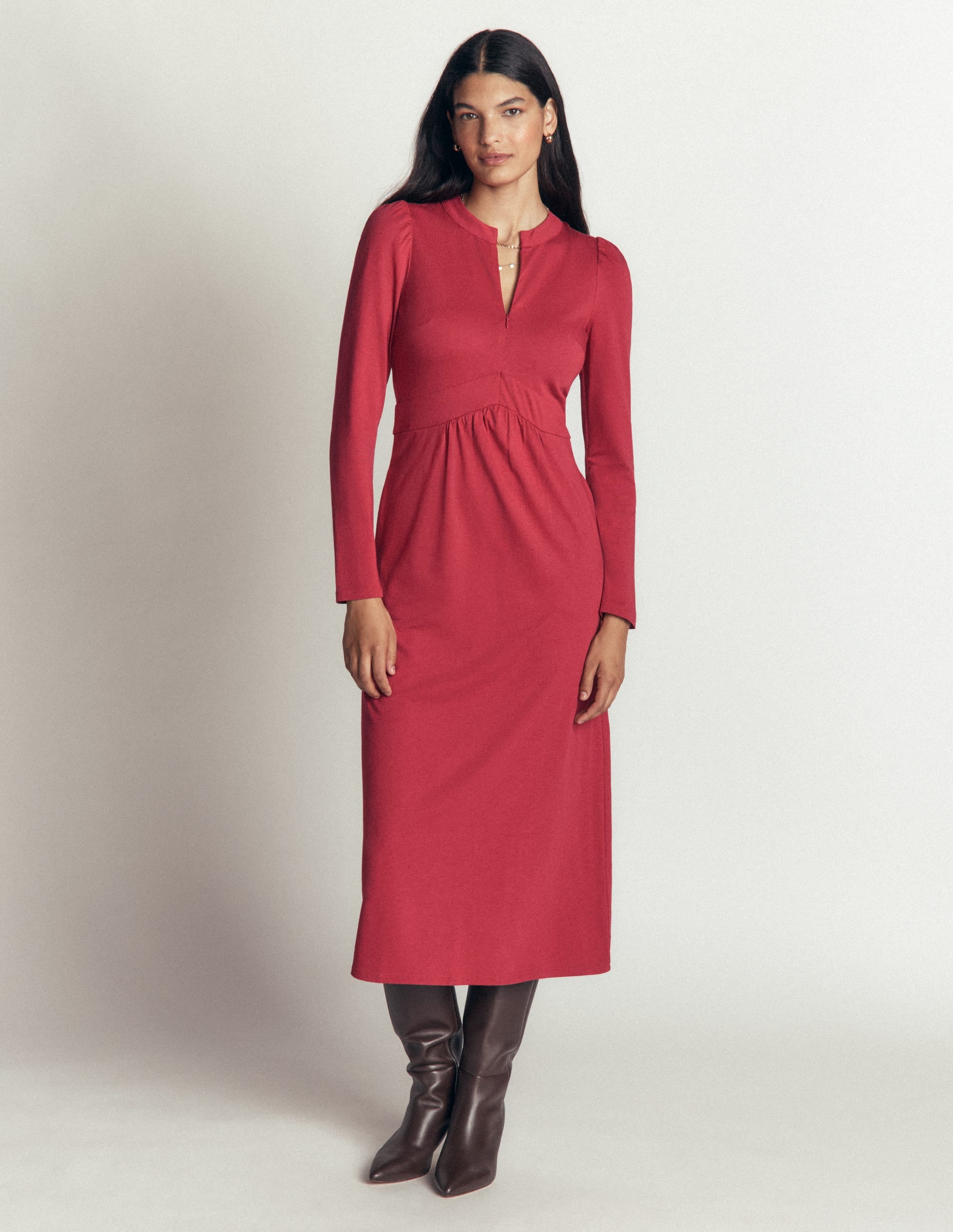 Hope Zip Detail Jersey Dress-Red Earth - Image 4