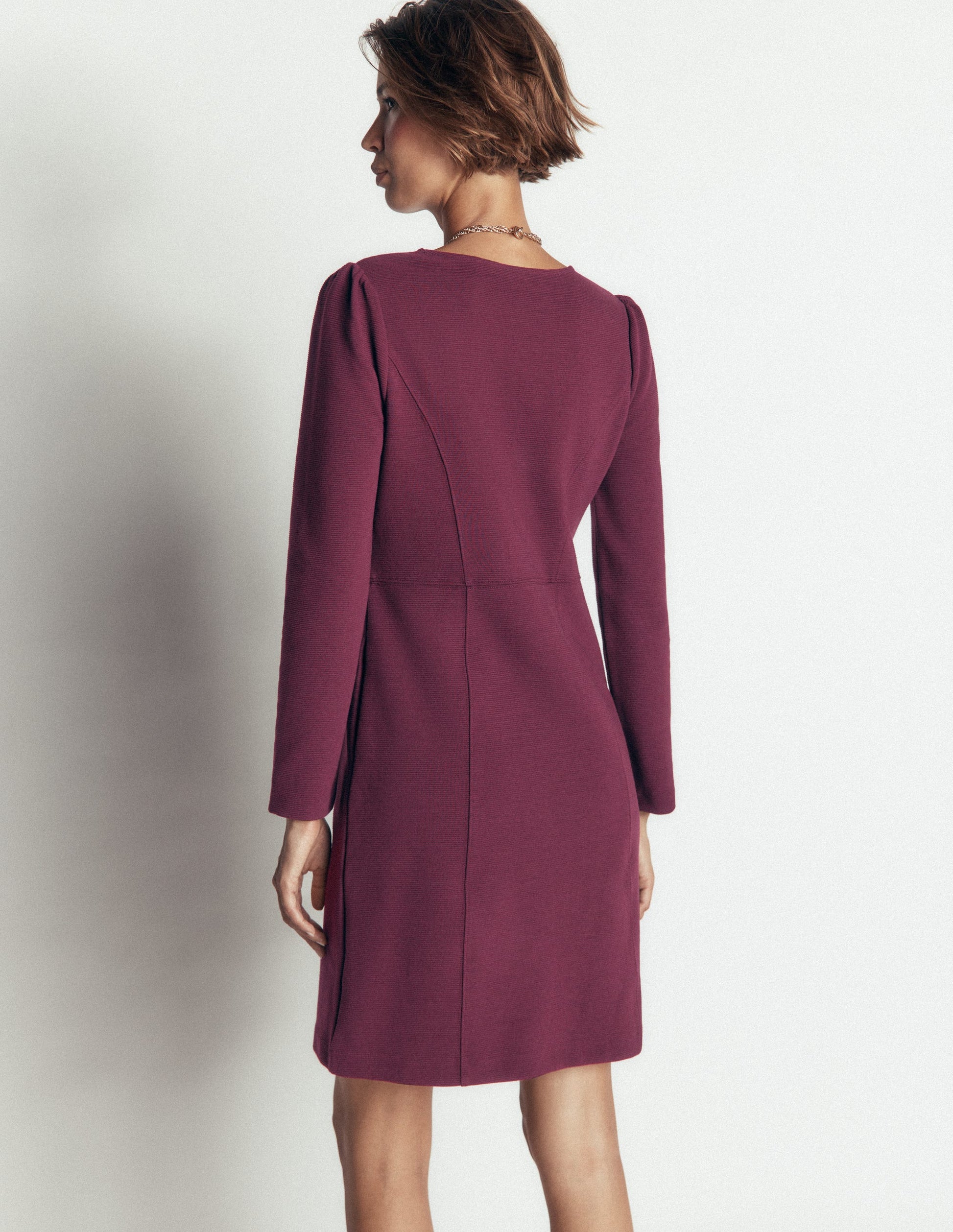 Marla Seamed Ottoman Dress-Dark Cherry-3