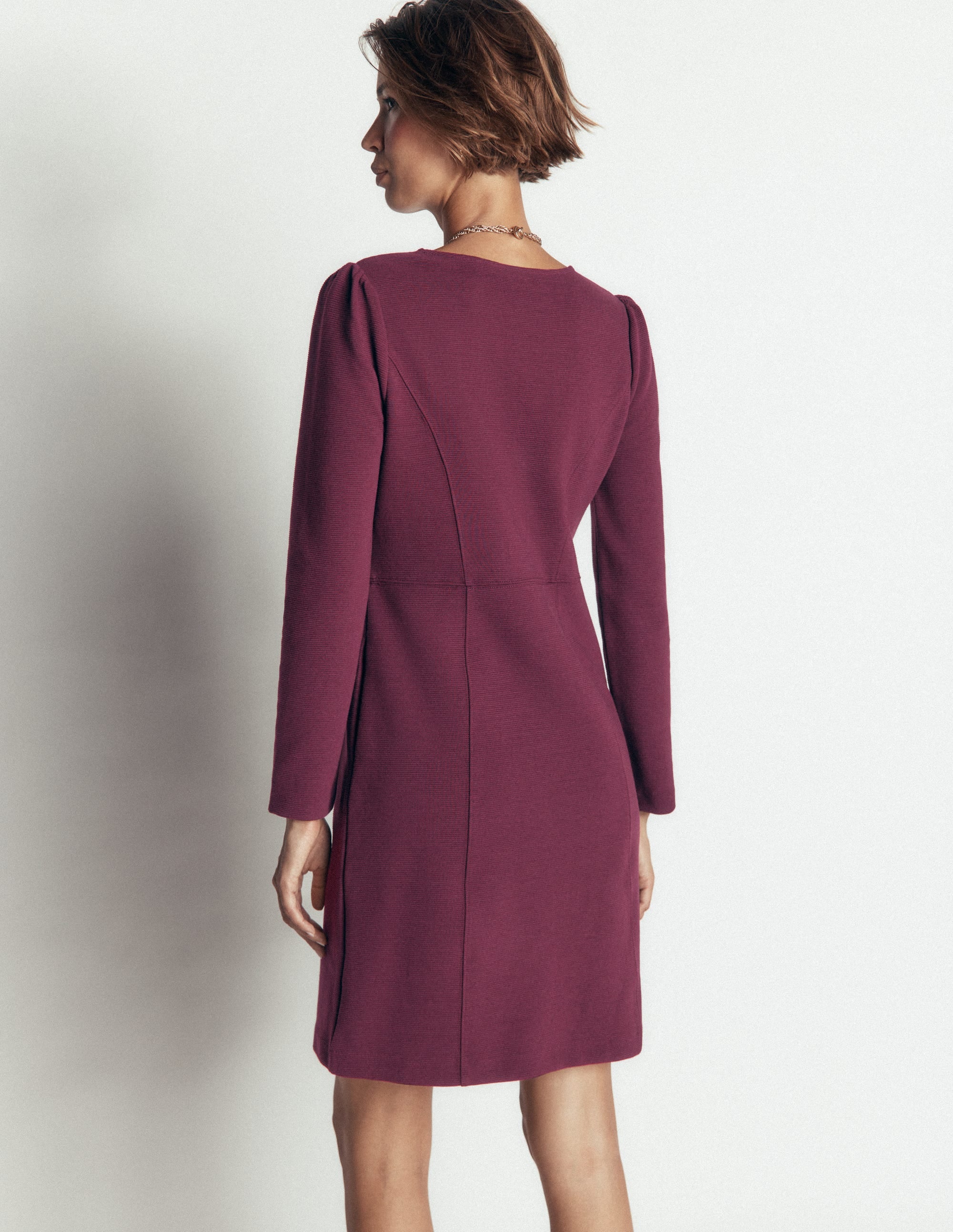 Marla Seamed Ottoman Dress-Dark Cherry - Image 3