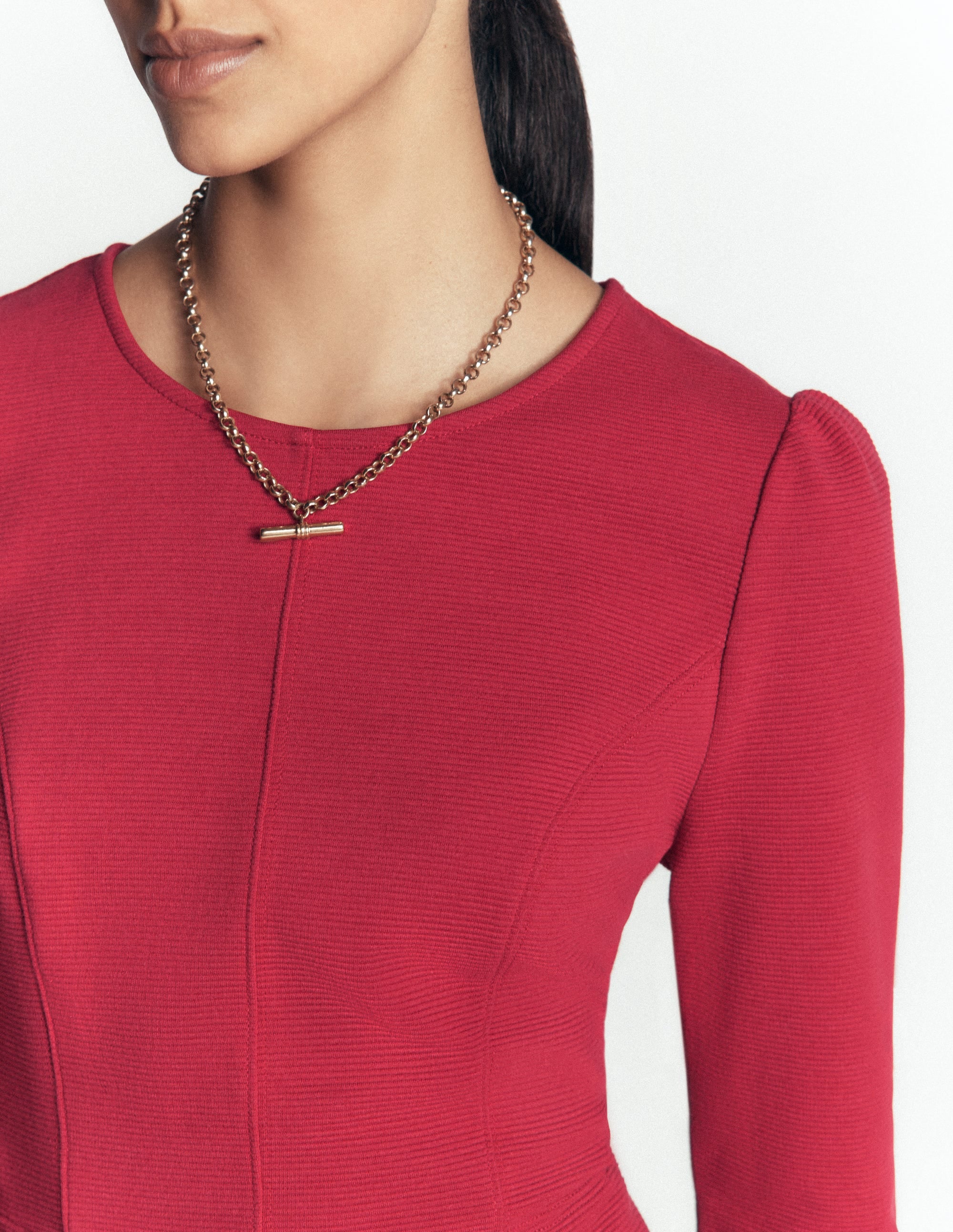 Marla Seamed Ottoman Dress-Red Earth - Image 2