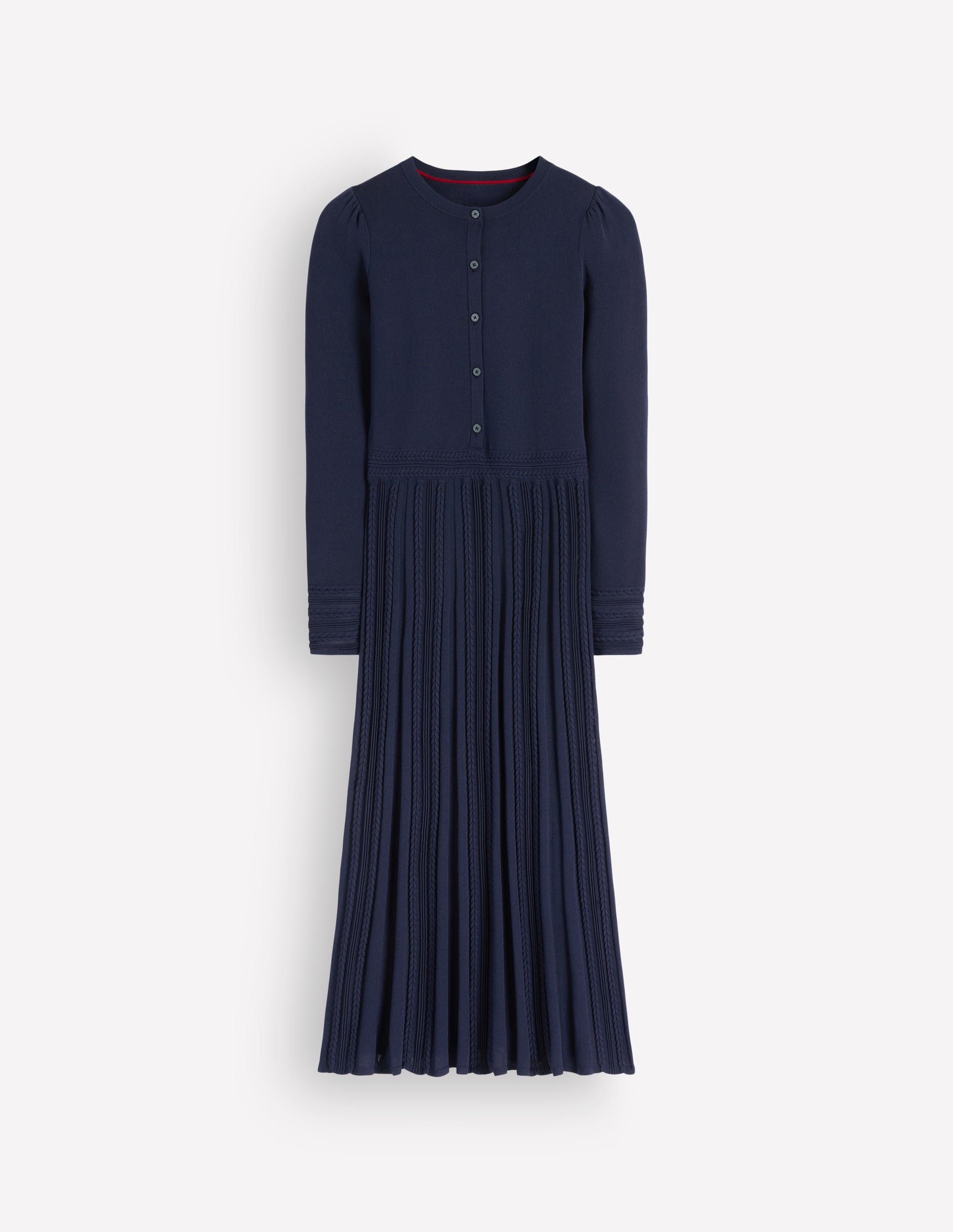 Cable Stitch Knitted Dress-Navy-6