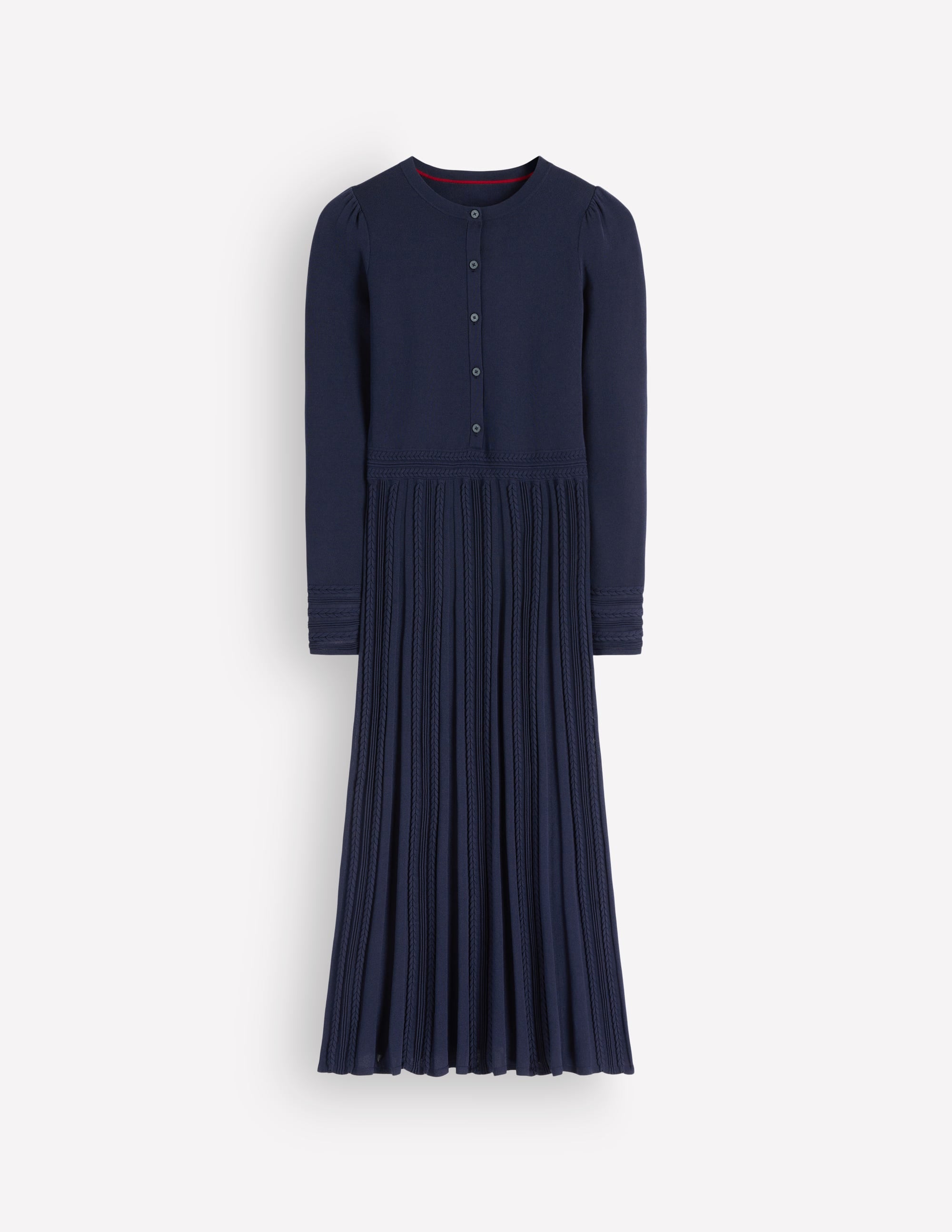 Cable Stitch Knitted Dress-Navy - Image 6