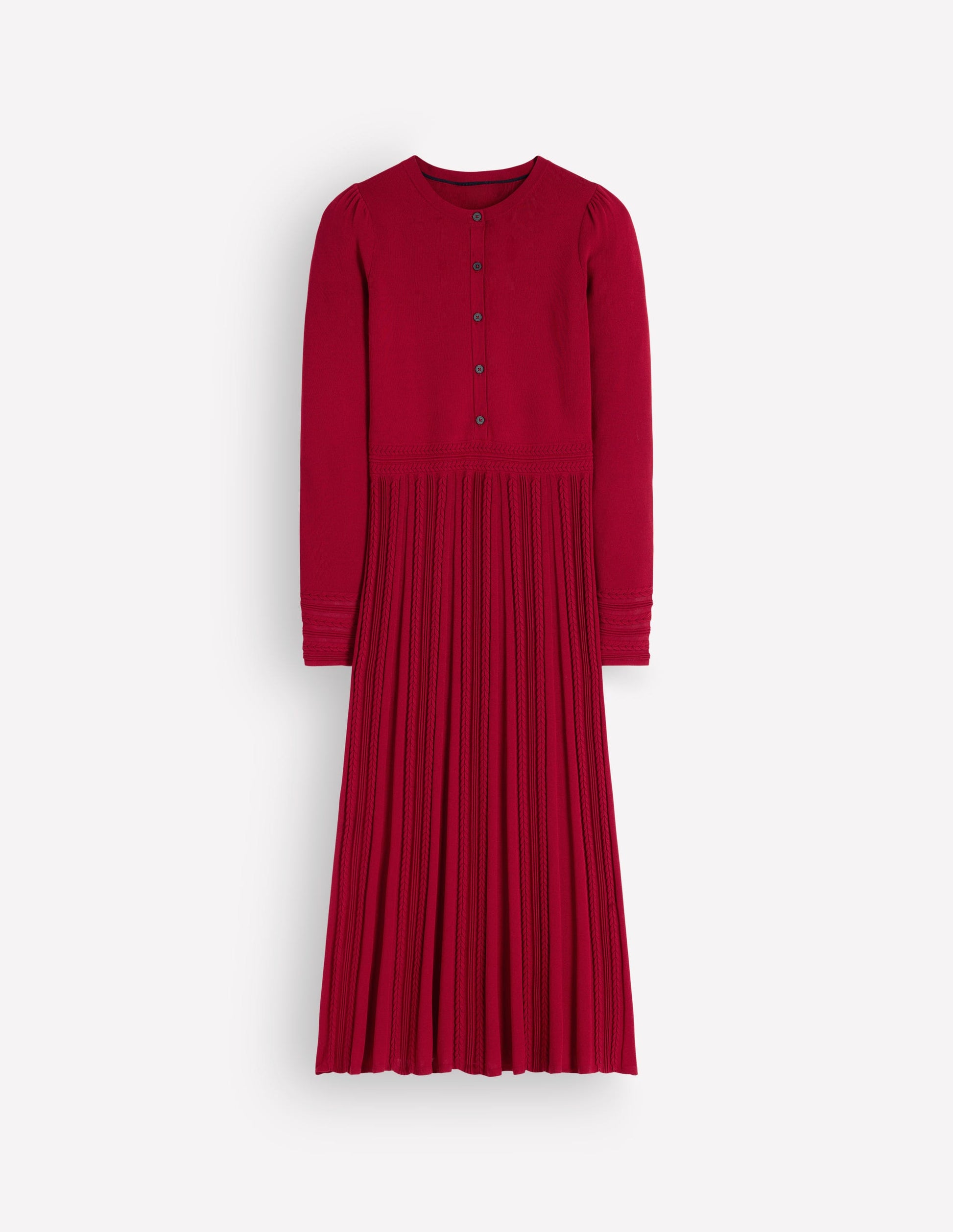 Cable Stitch Knitted Dress-Crimson Red-6
