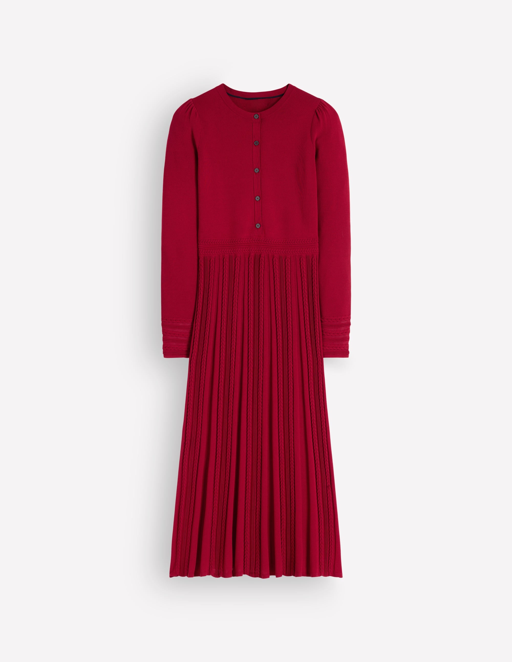Cable Stitch Knitted Dress-Crimson Red - Image 6