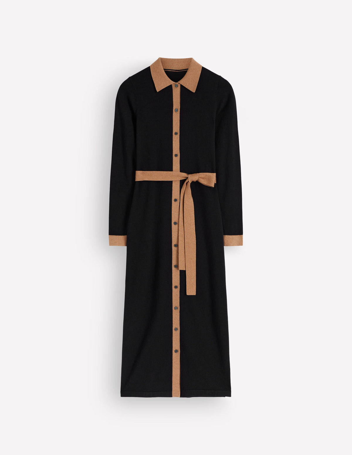 Jessica Knitted Shirt Dress-Black and Fall leaf-7