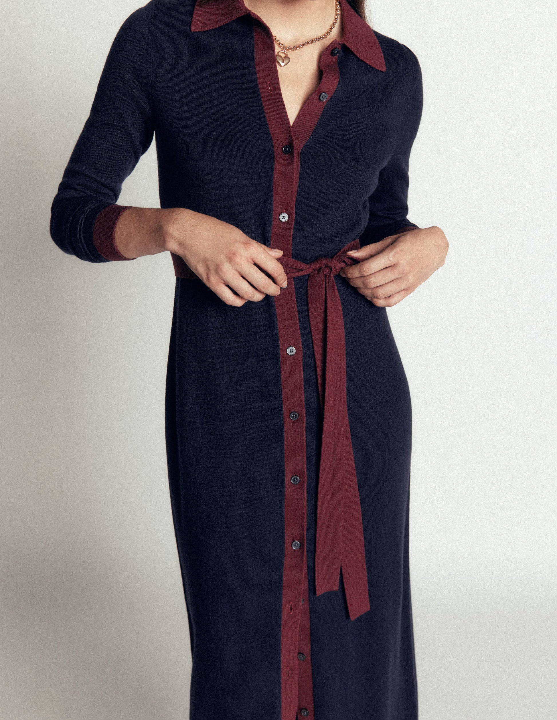 Jessica Knitted Shirt Dress-Evening Blue, Deep Wisteria-2