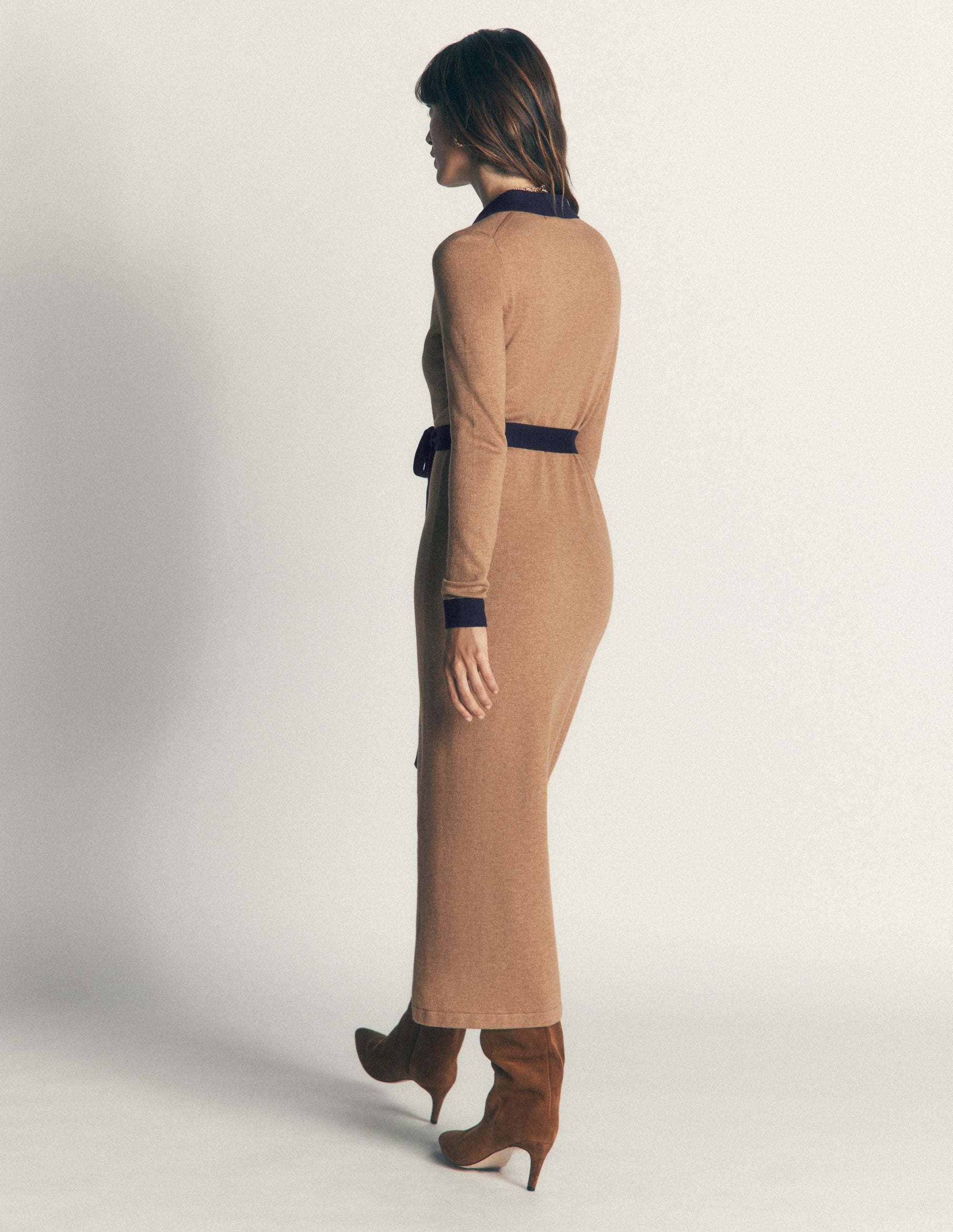 Jessica Knitted Shirt Dress-Fall Leaf/ Evening Blue - Image 3