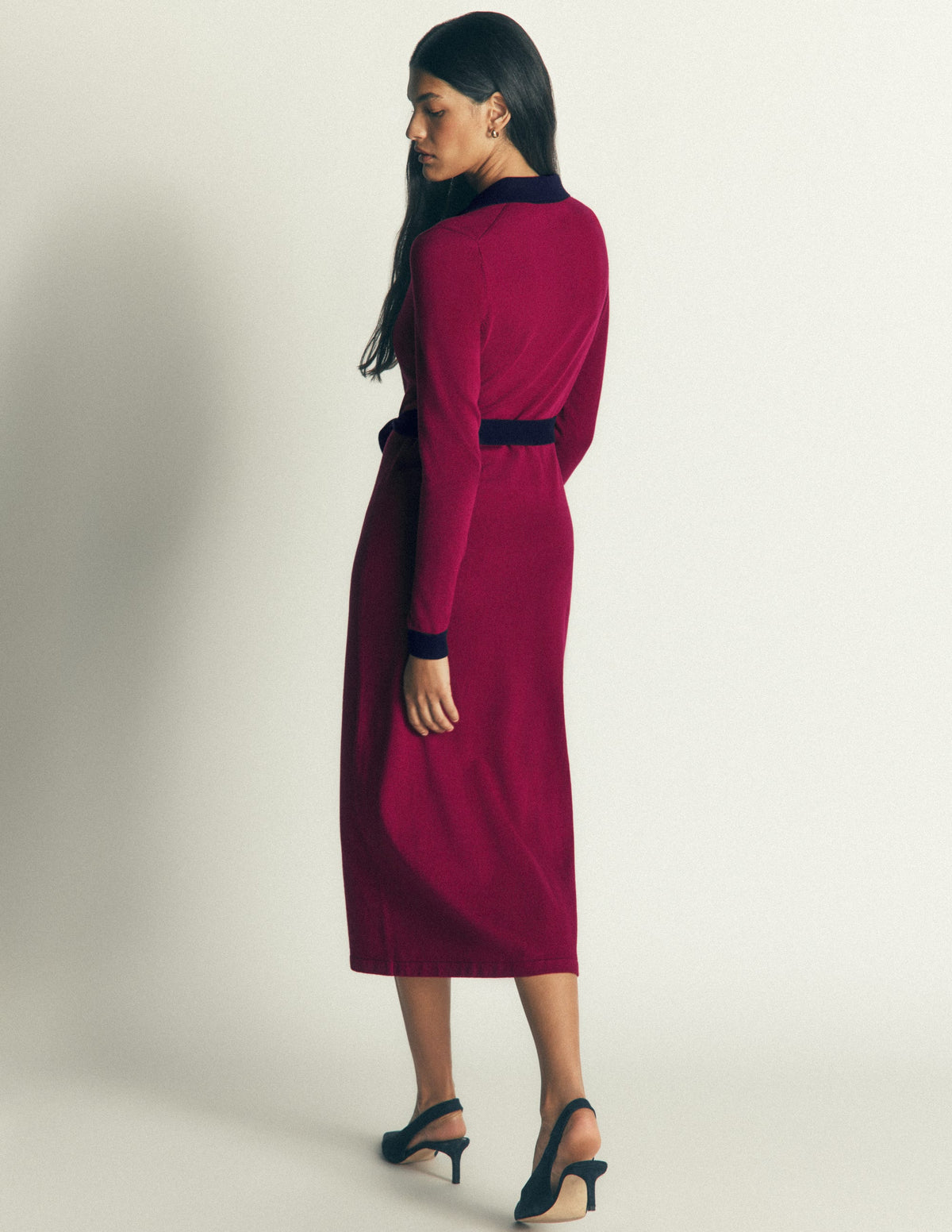 Jessica Knitted Shirt Dress-Rumba Red, Evening Blue-3
