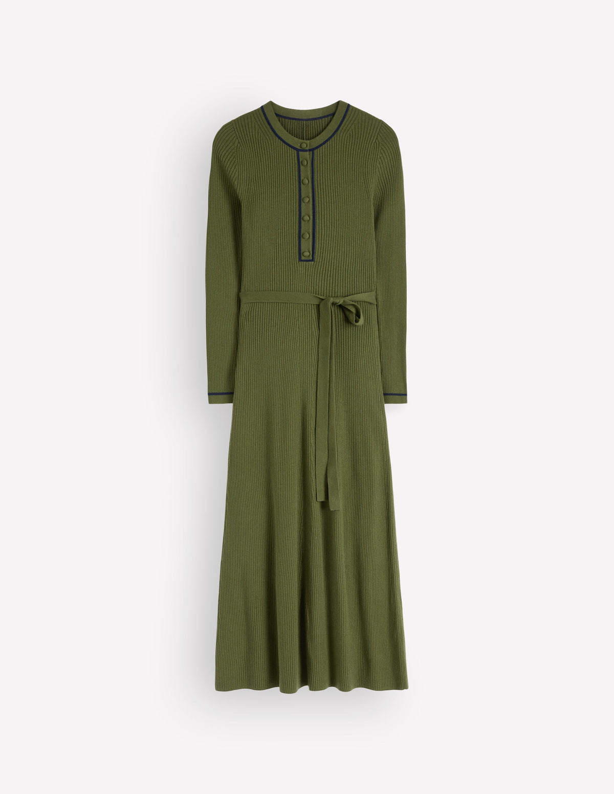Paula Ribbed Crew Dress-Brunswick Green, Evening Blue - Image 7