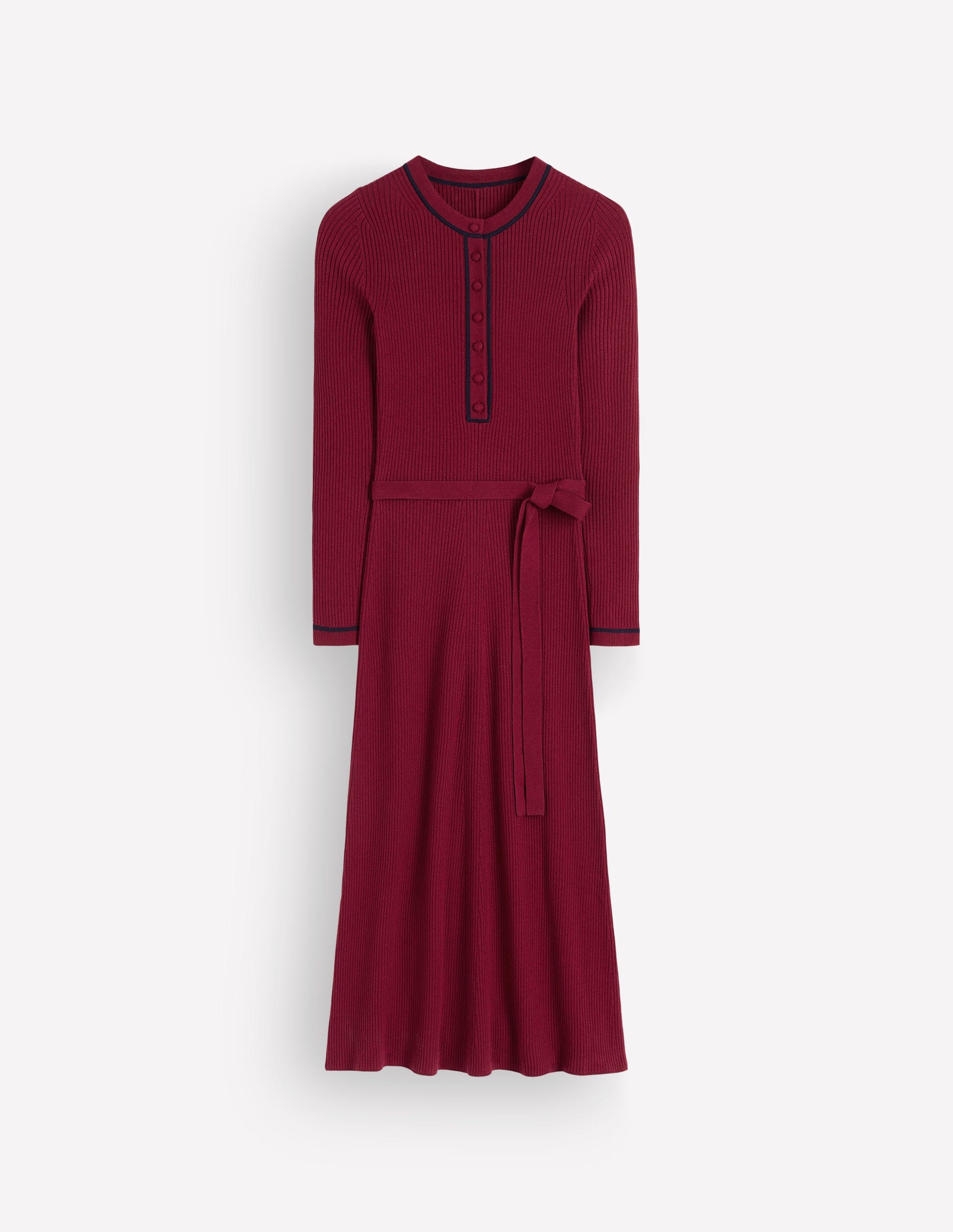 Paula Ribbed Crew Dress-Deep Wisteria, Navy-6