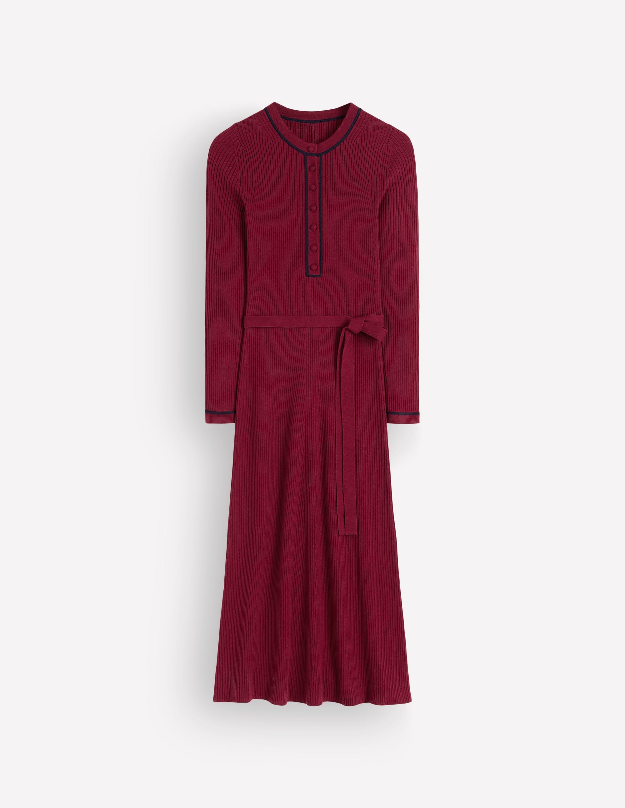 Paula Ribbed Crew Dress-Deep Wisteria, Navy - Image 6