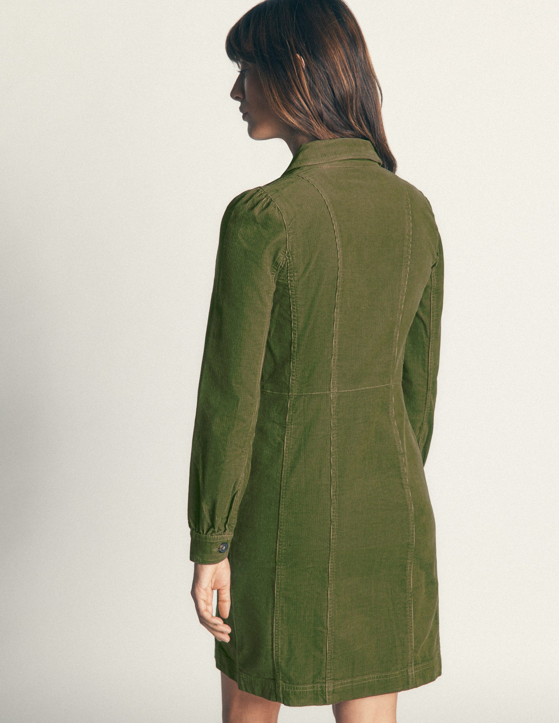 Rhoda Cord Short Dress-Forest Green-3