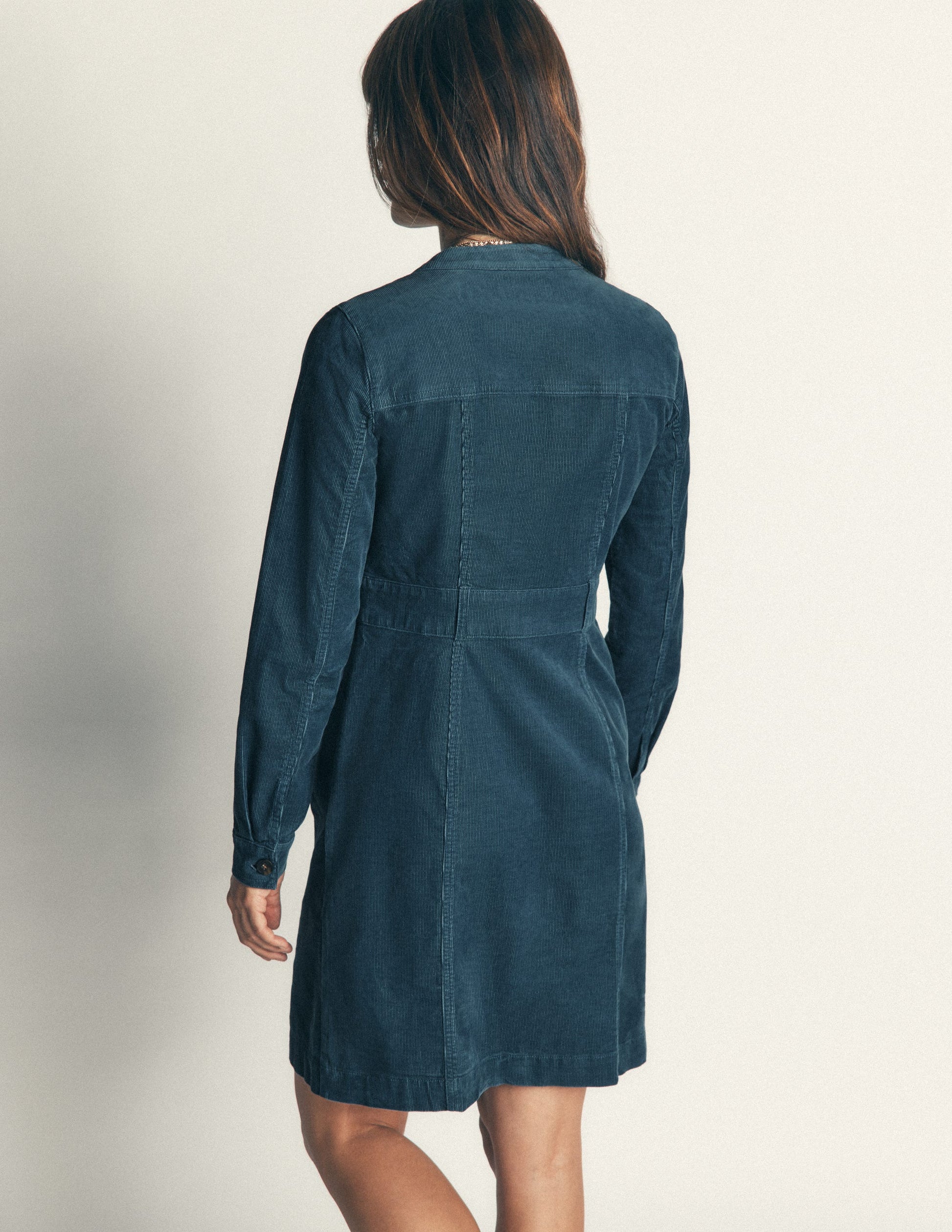 Zara Cord Short Dress-Storm Blue-3
