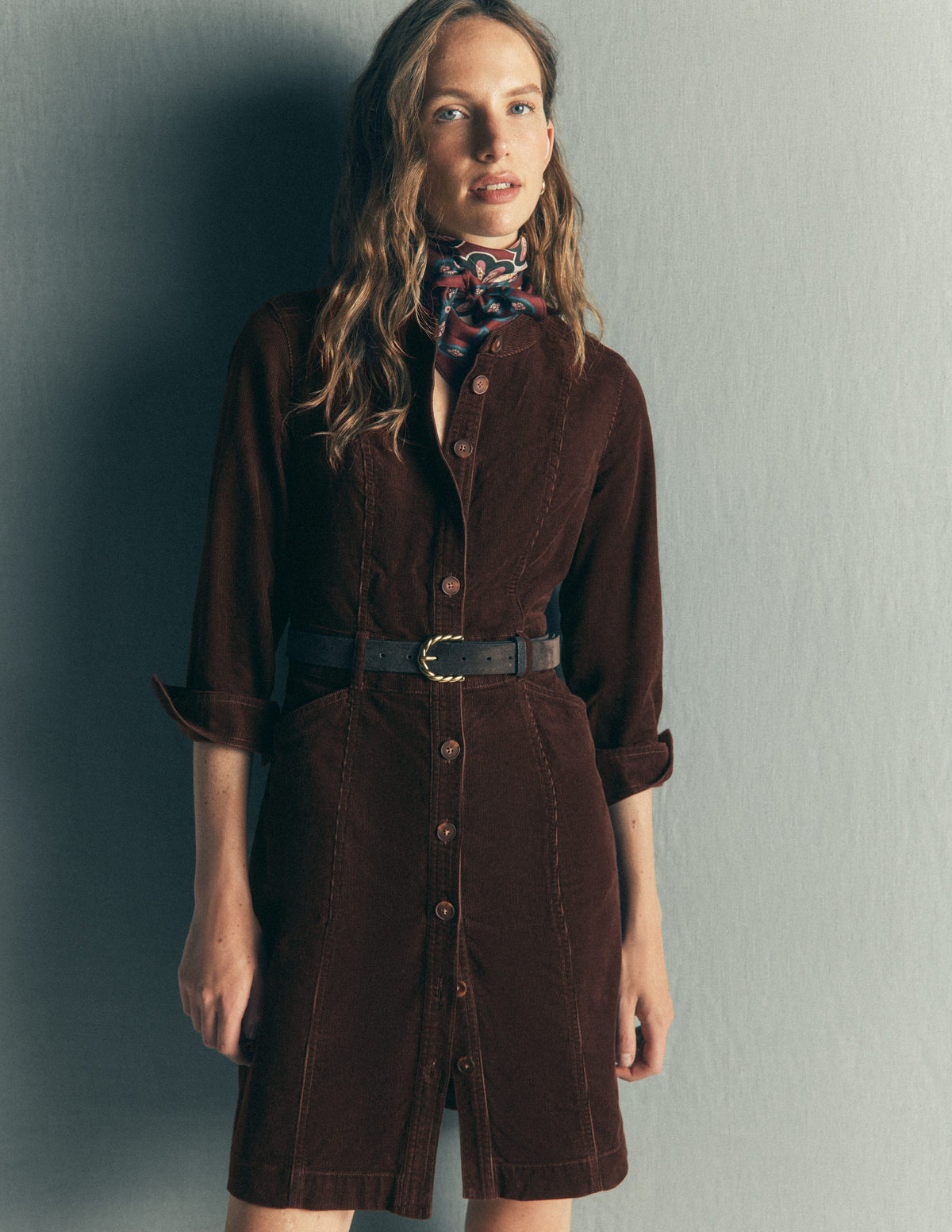 Zara Cord Short Dress-Bitter Chocolate - Image 5