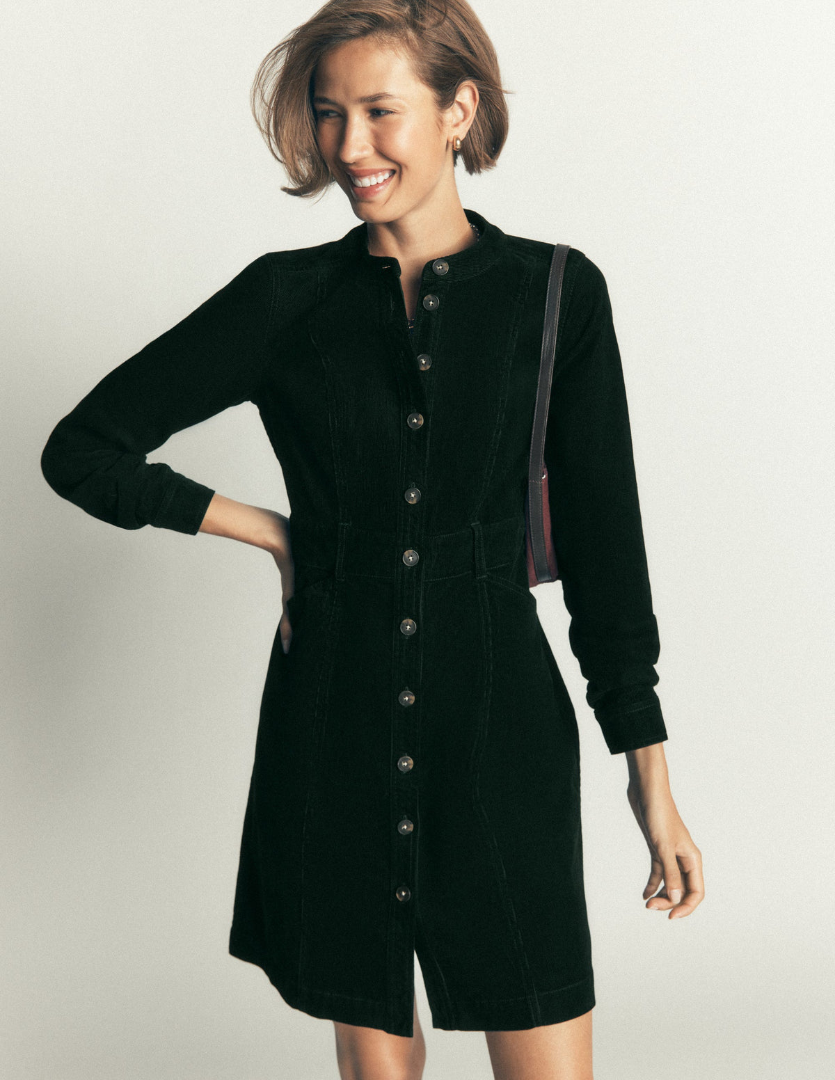 Zara Cord Short Dress-Midnight Emerald - Image 1