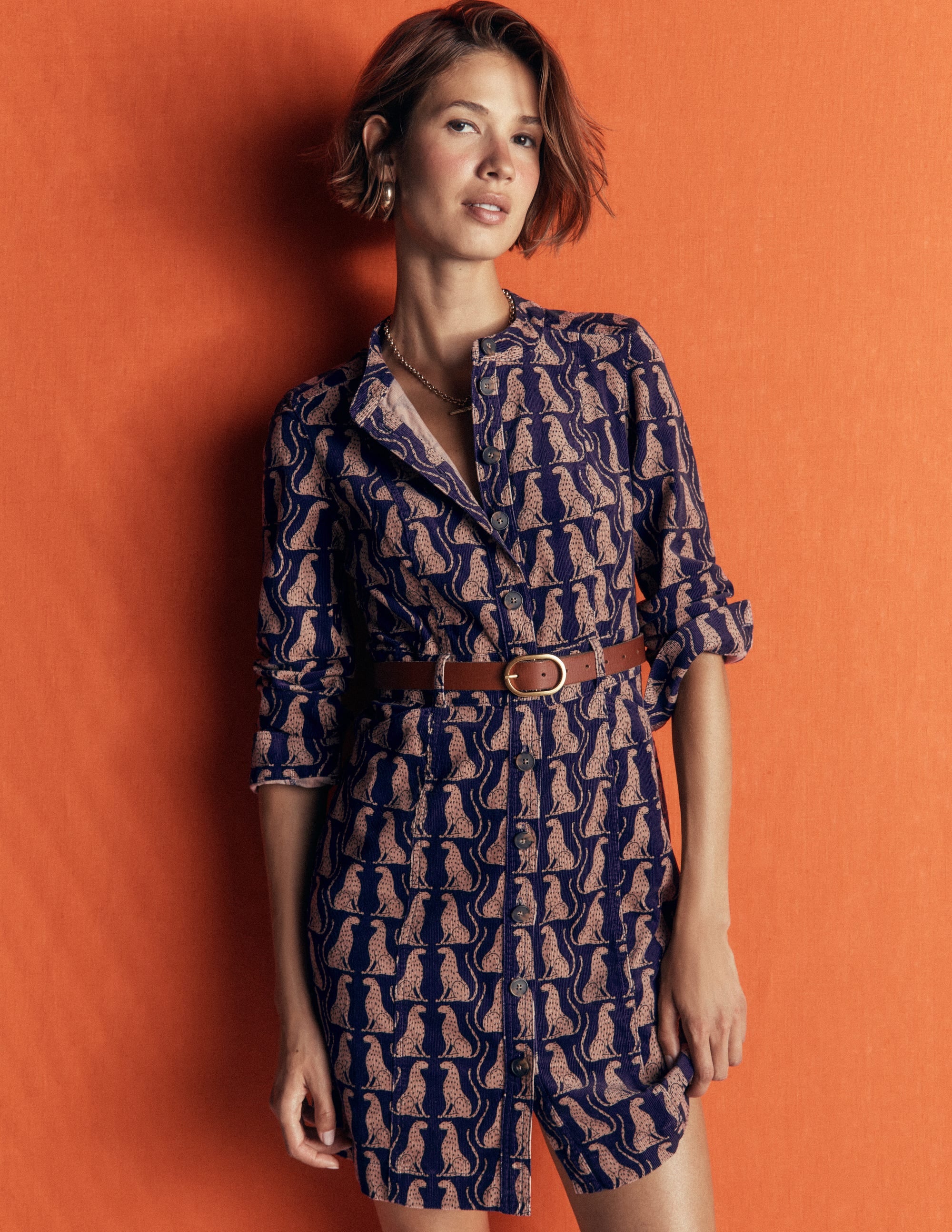 Zara Cord Short Dress-Zodiac Purple, Patient Leopard - Image 1