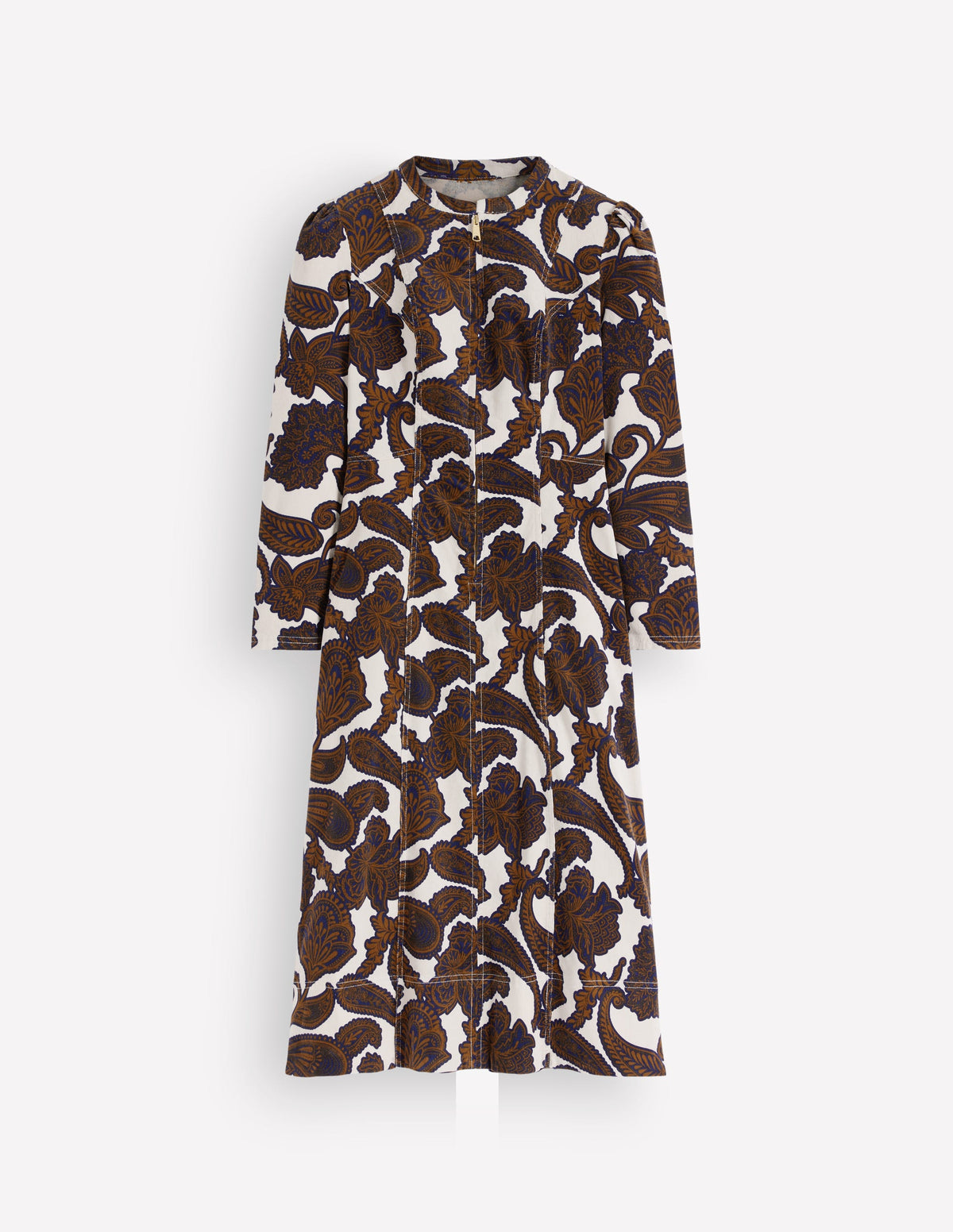 Una Cord Midi Dress-Almond Milk Paisley Bouquet-6