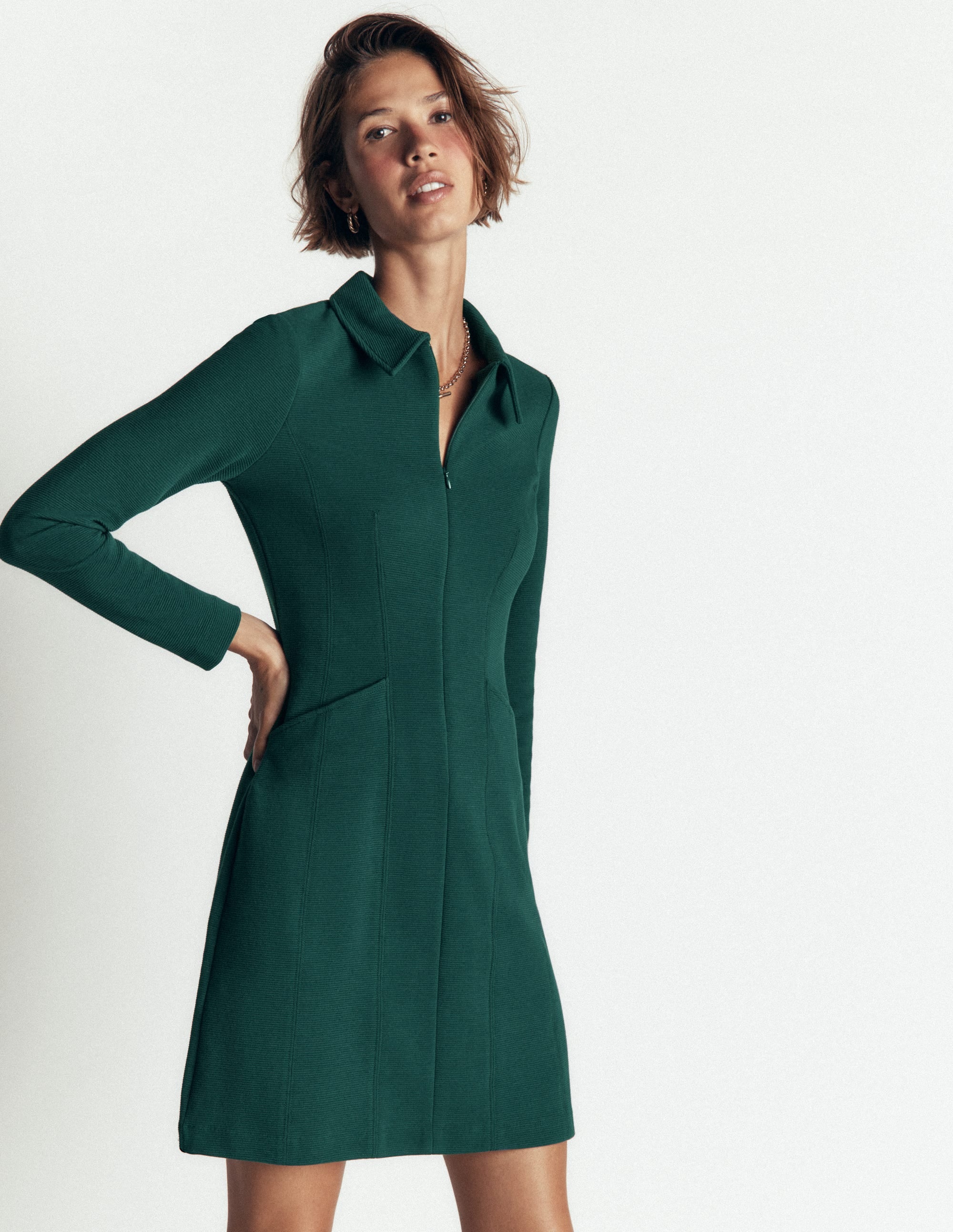 Nia Ottoman Long Sleeve Dress-Malachite green - Image 1