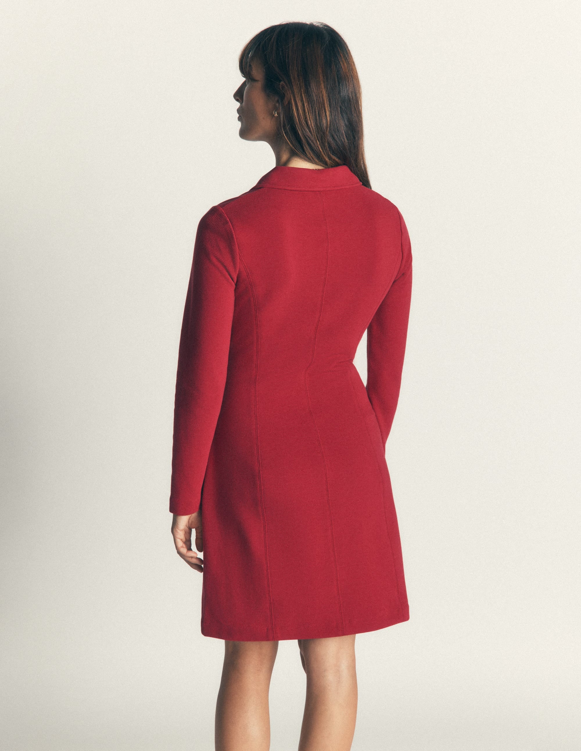 Nia Ottoman Long Sleeve Dress-Crimson red - Image 4