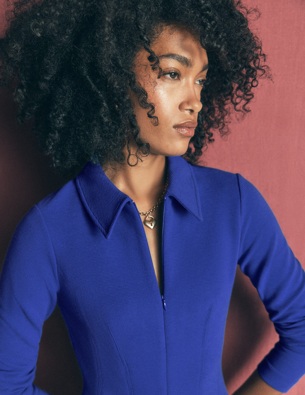 Nia Ottoman Long Sleeve Dress-Bright Blue - Image 2