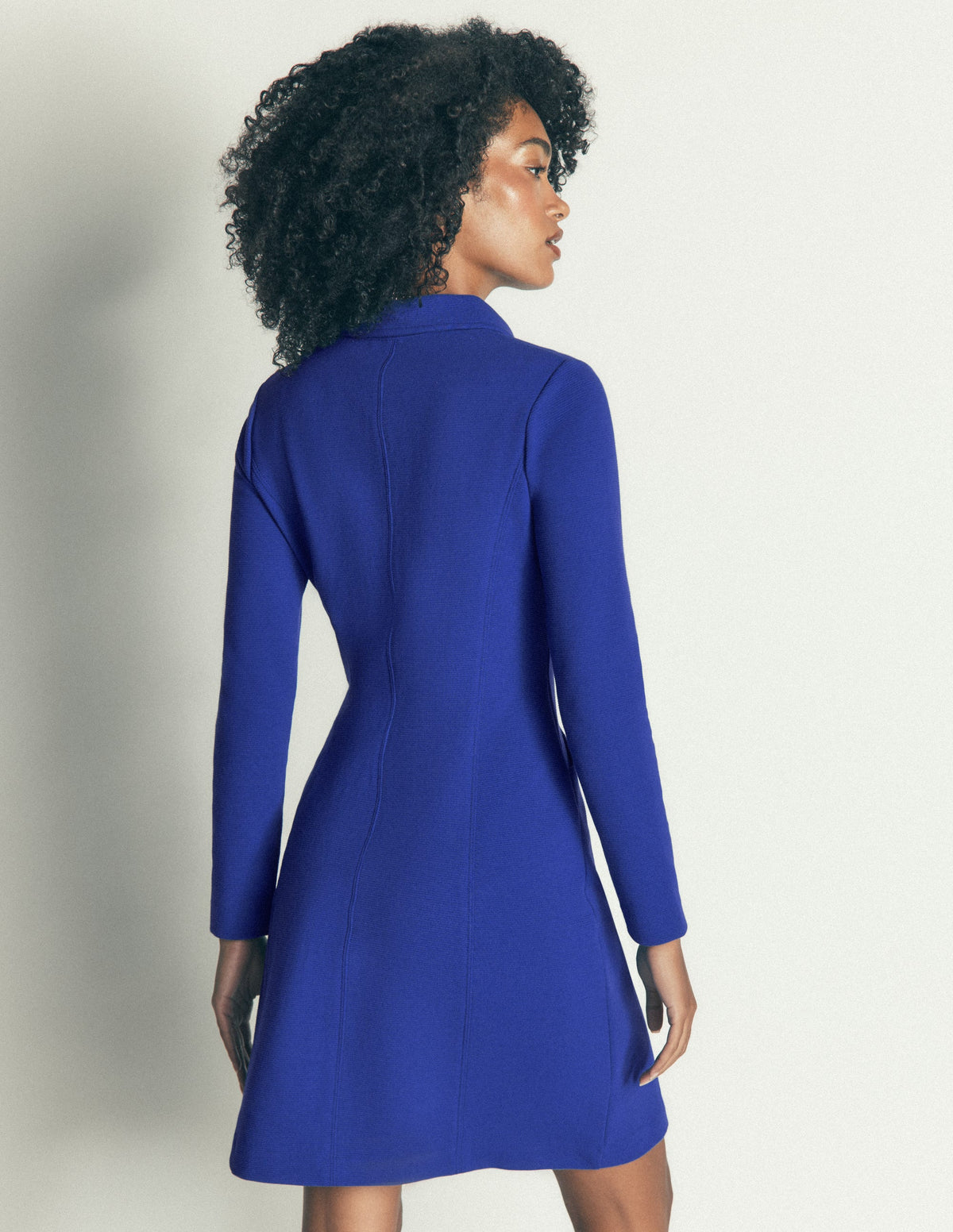 Nia Ottoman Long Sleeve Dress-Bright Blue - Image 3