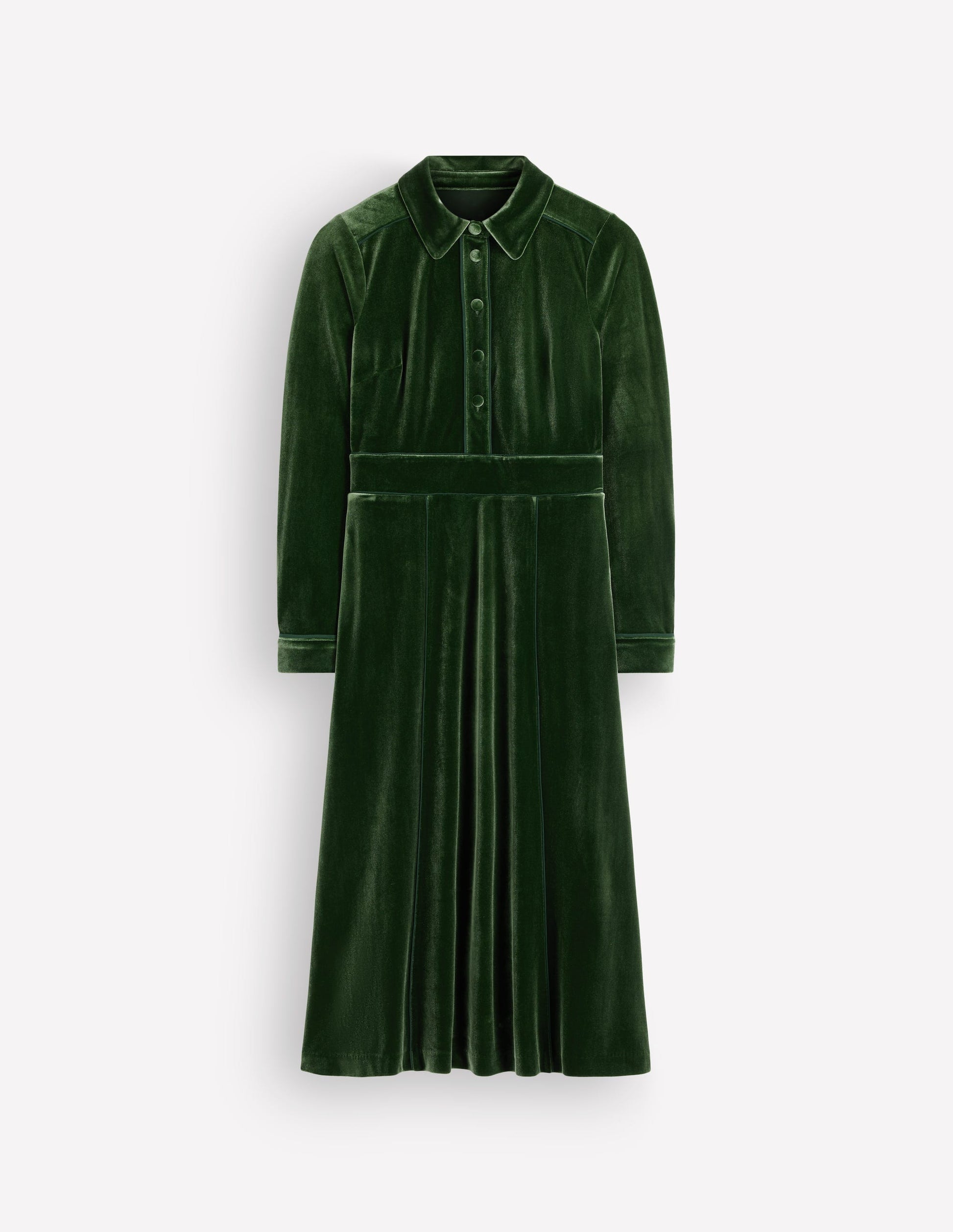 Etta Piping Velvet Dress-Douglas Fir-8
